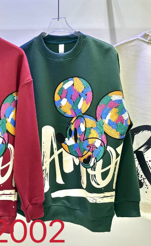 Amore Olive Green Colour With Front Micky Print Sweatshirt 82002