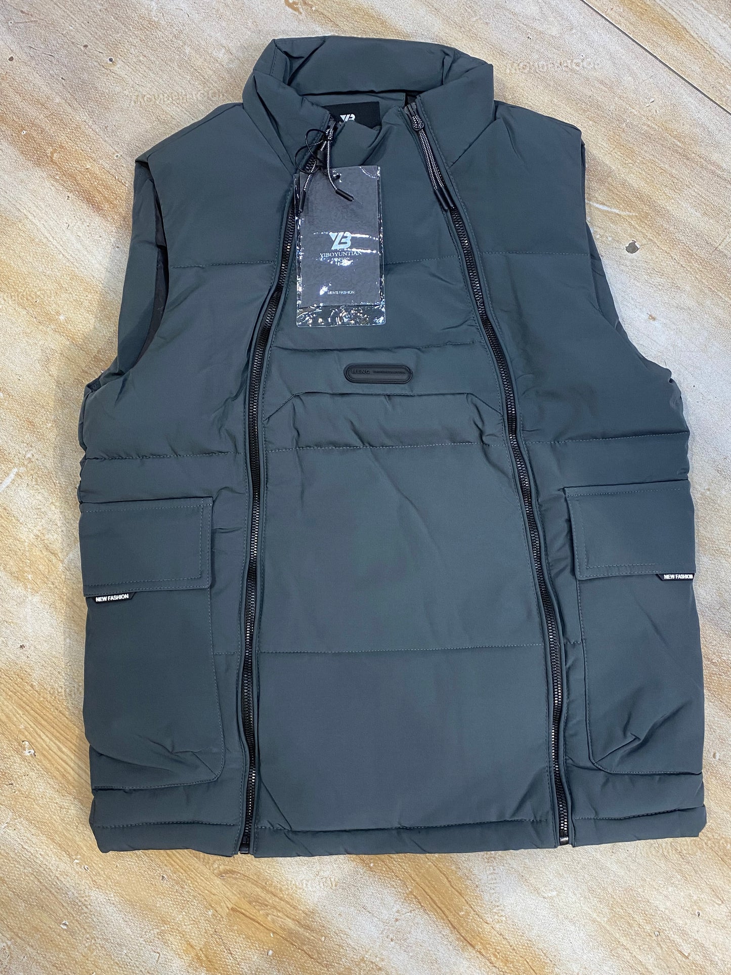 YIBOYUNTIAN Dark Grey Colour Double Zipp Half Puffer Jacket YB-905