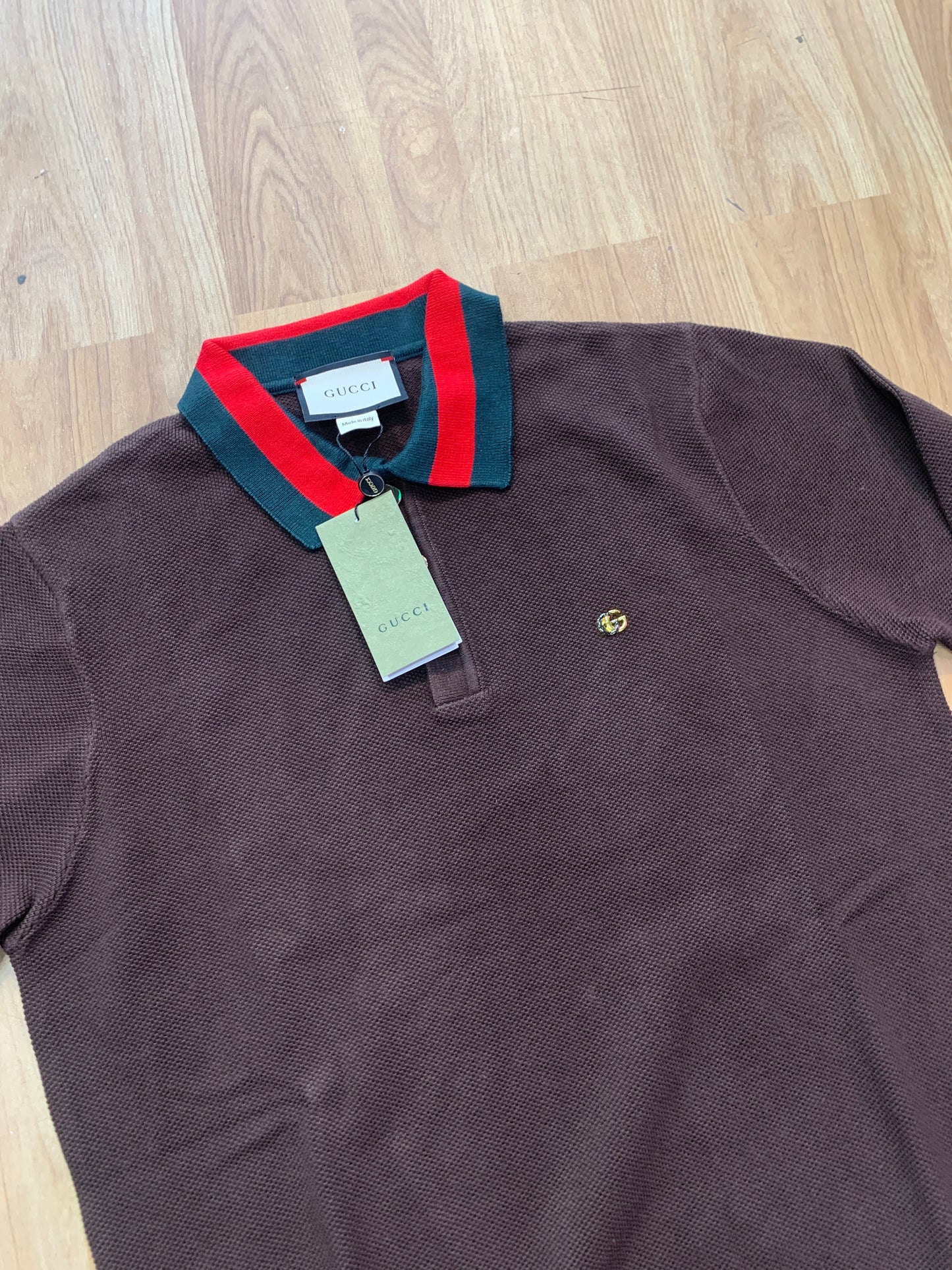 CUG Brown Colour With Print Collar TShirt Full selves 80825