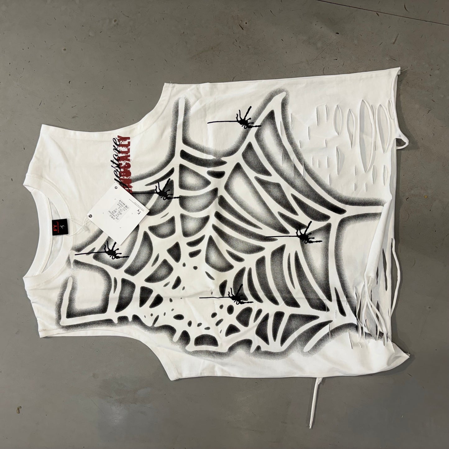 FY FANYESTORE White Colour Spider Print Rugged Style Imported Unisex Tank Top 3618
