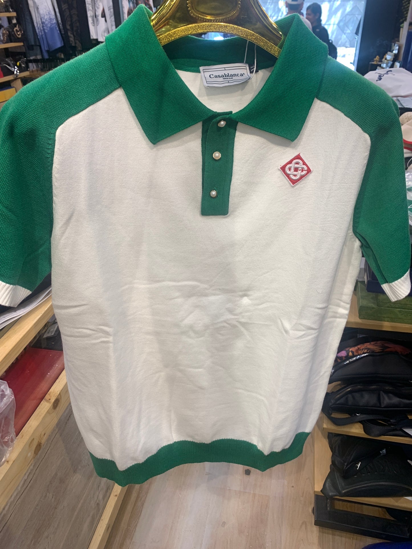 Casablanca White Colour Tshirt Green Collar 20232