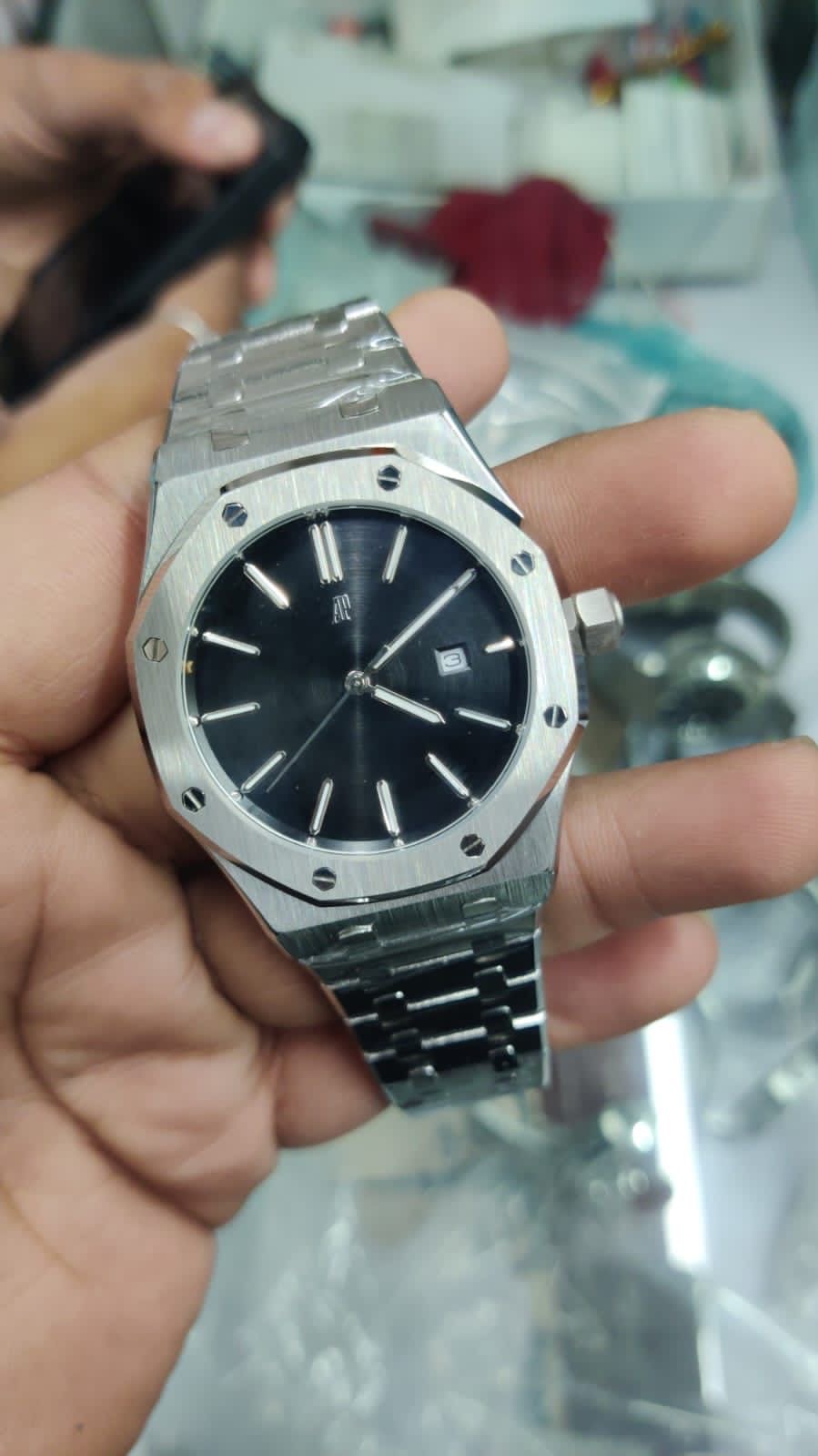 Dua Silver Chain Blue Dial Heavy Men Watch 901602