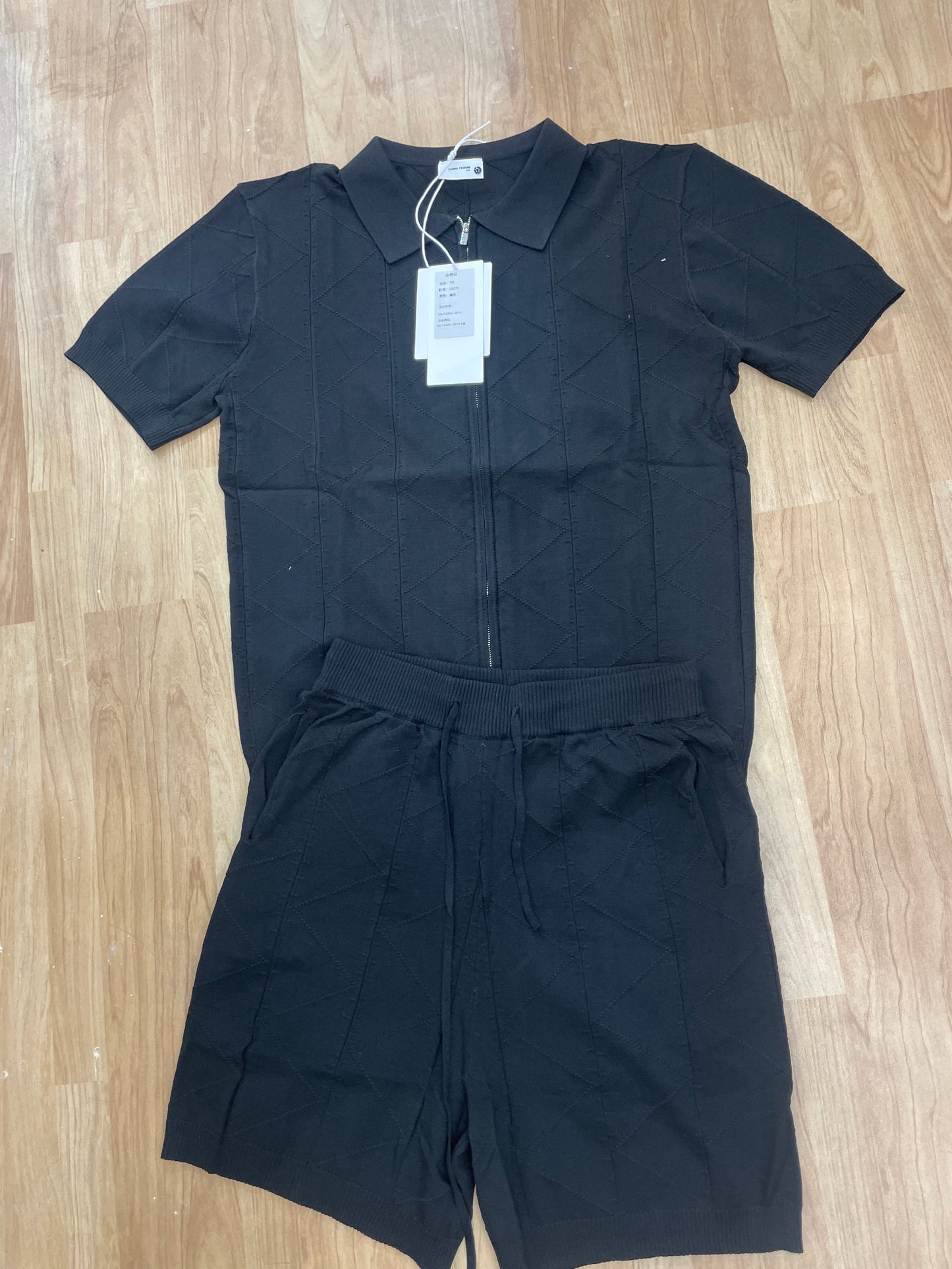 Casual Fashion Black Colour Half Sleeve T Shirt With Short Coord Set Premium Quality 26279