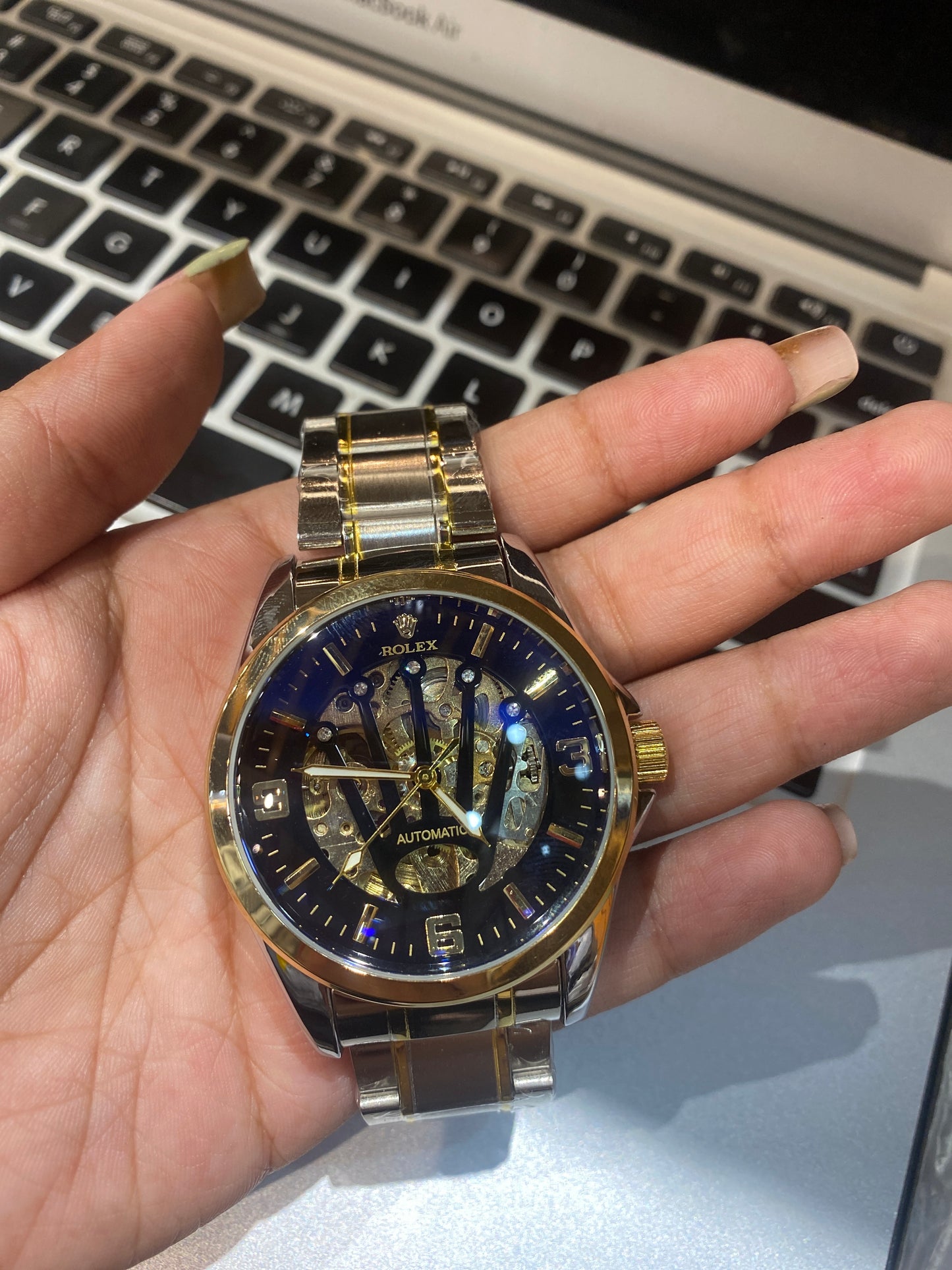 Lor Silver Gold Chain Black Dial Automatic Men Watch 901871