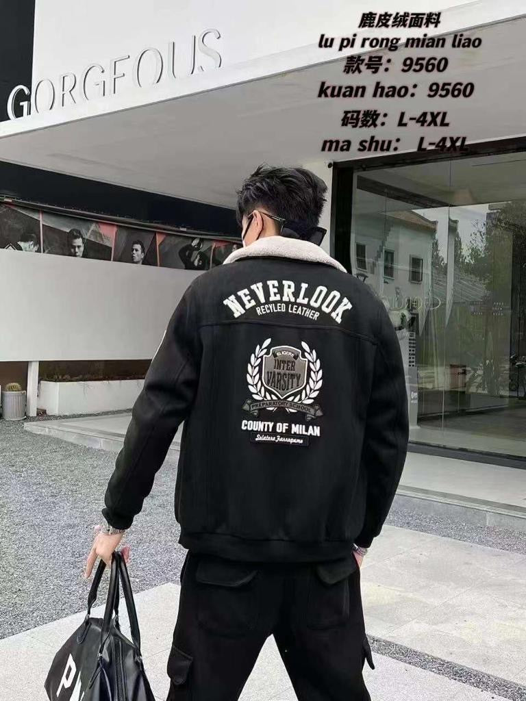 Neverlook Black Colour With White Embroidery Design Premium Quality Jacket 9560