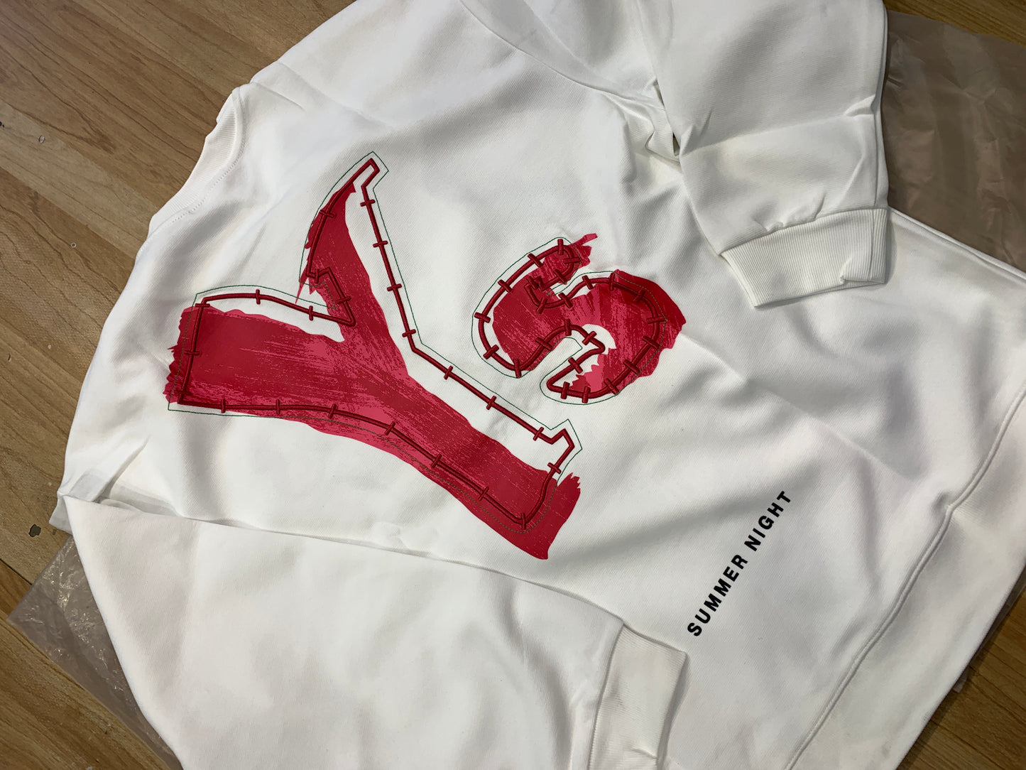 Summer Night White Sweatshirt Back YS Red Embroidered Work 3699