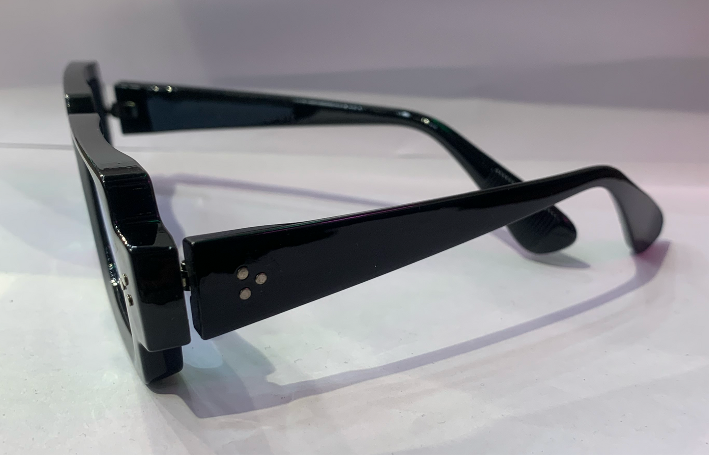 SOM Glossy Black Frame Light Blue Shade Black Stick Unisex Sunglasses ZN3849 49 22-144