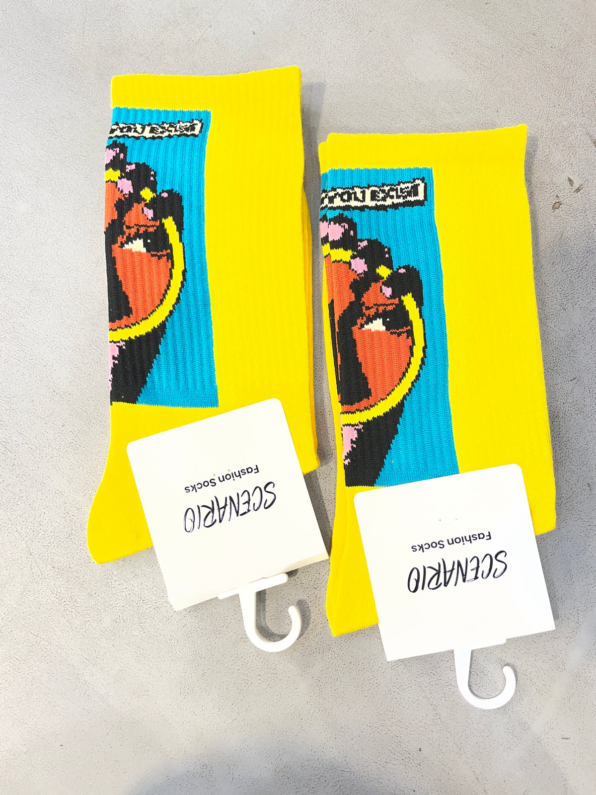 Scenario Yellow Colour Green Orange Print Premium Quality Full Socks 991172