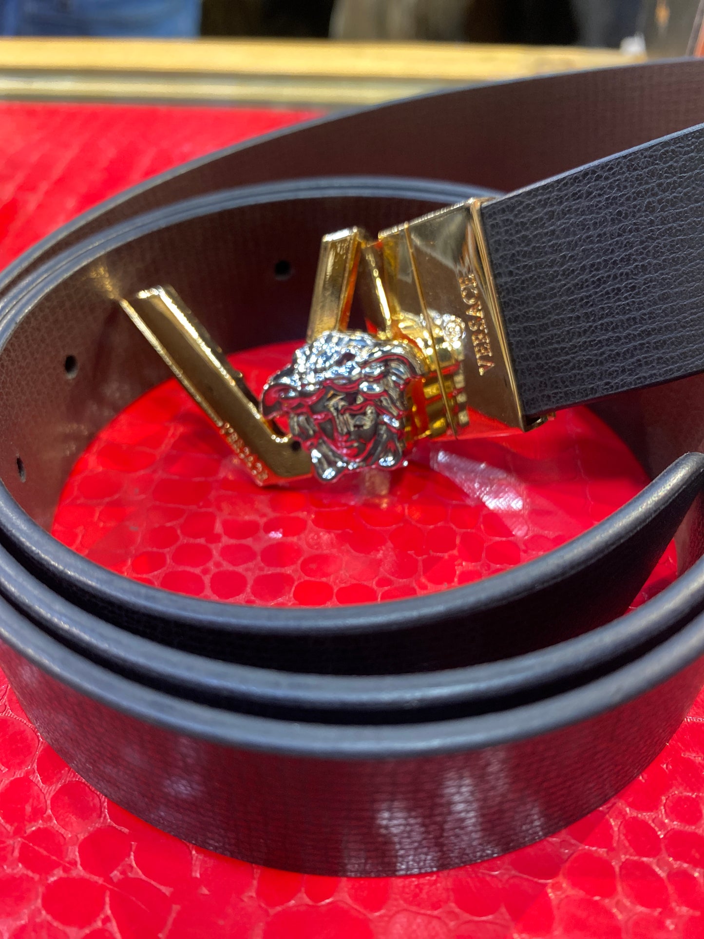 REV VER Golden Silver Buckle With Black Brown Double Side Strap Men’s Imported Belt 989924
