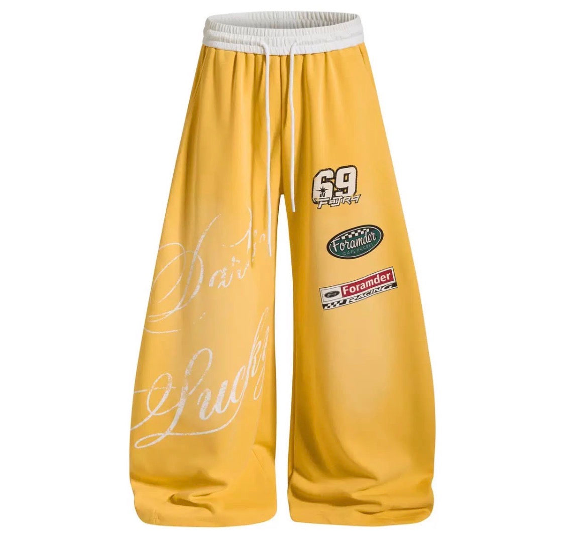 kuxuan Yellow Colour Foremdar Print Premium Quality Imported Baggy Fit Lower