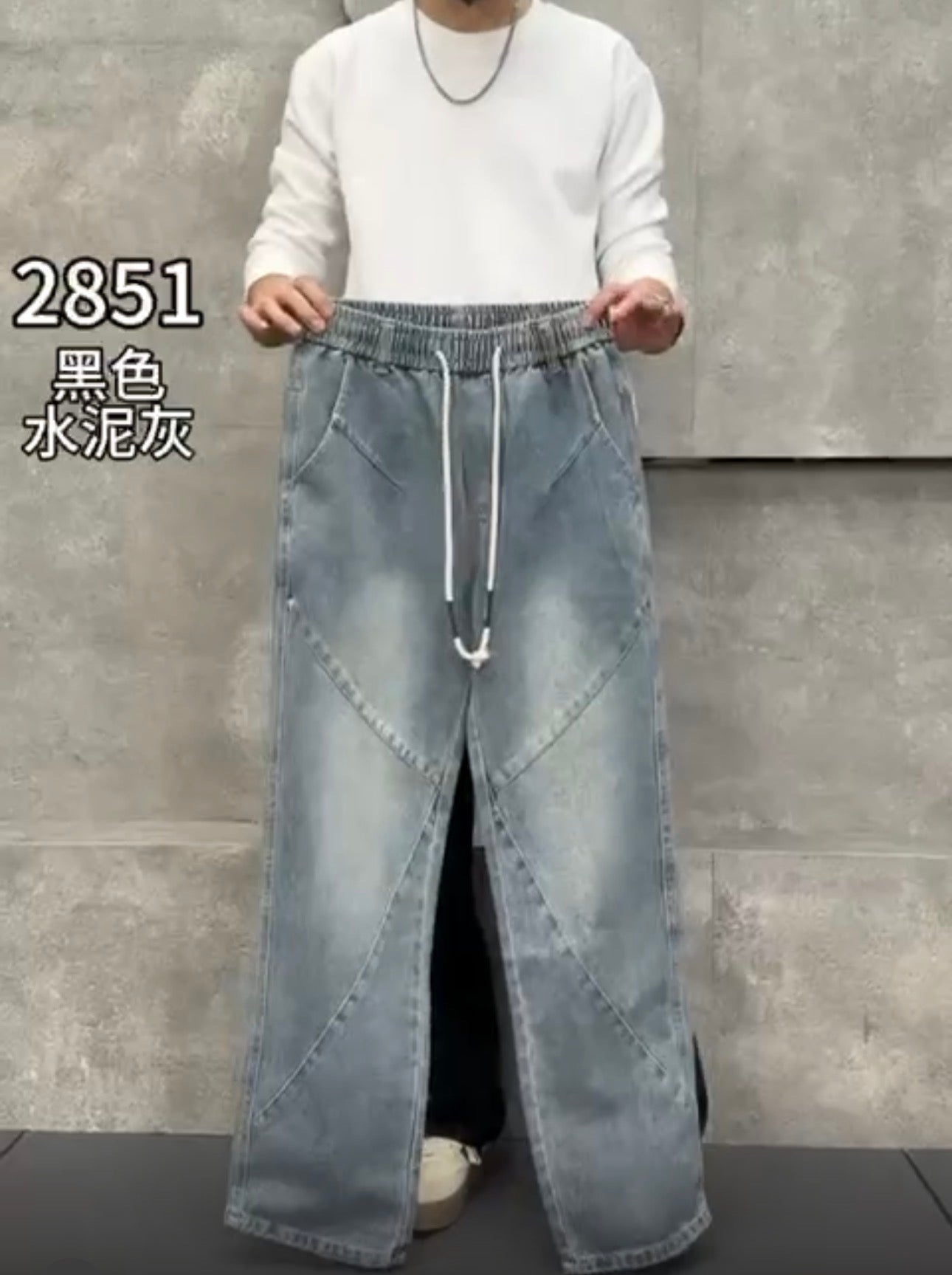 Fashion Design Tc1989 Blue Faded Colour Denim Jogger Pant 2851