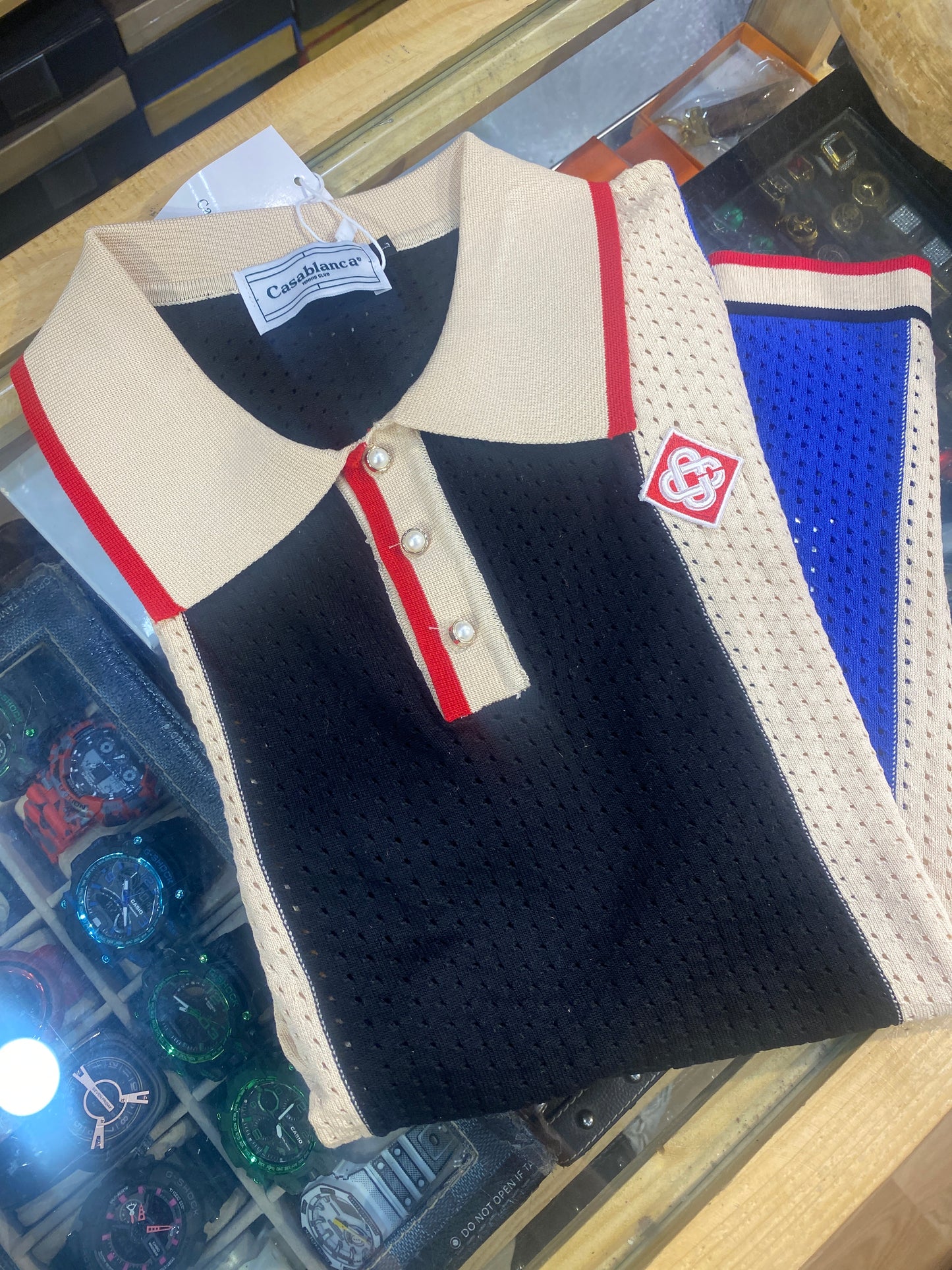 Casablanca Black Cream Black Colour Crochet T-shirt 20237