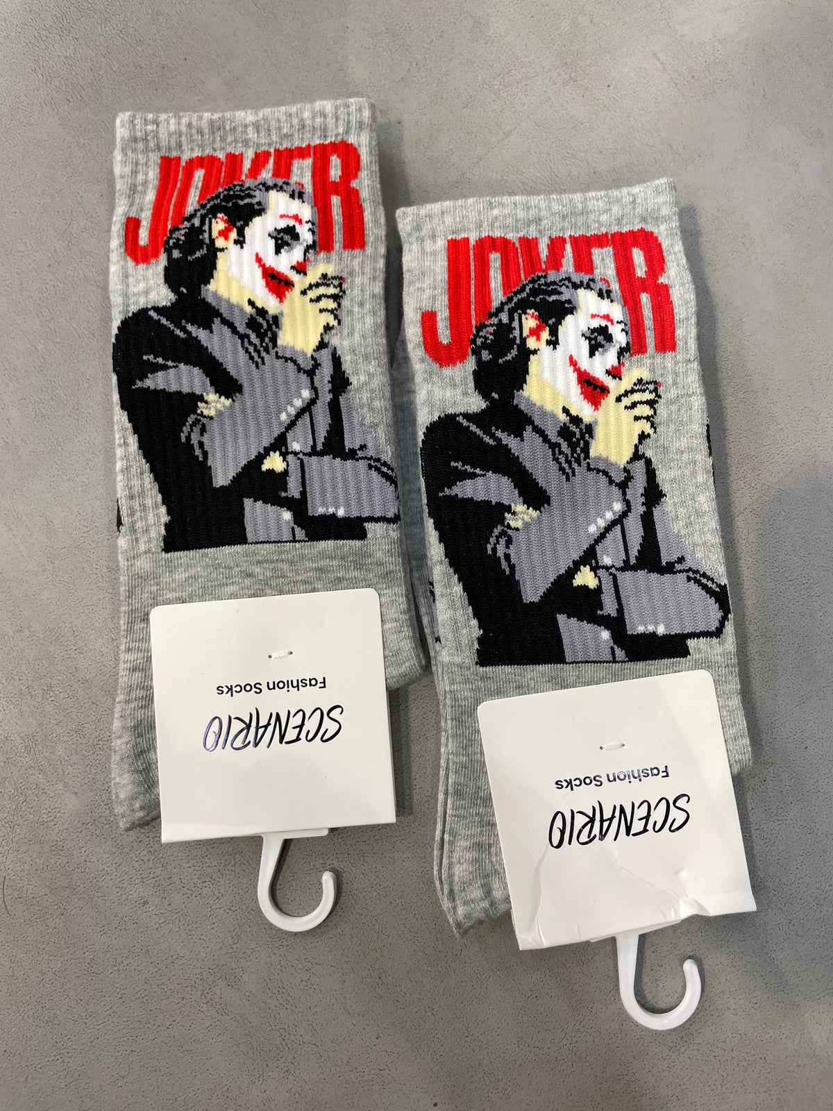 Scenario Grey Colour Joker Print Premium Quality Full Socks 991185