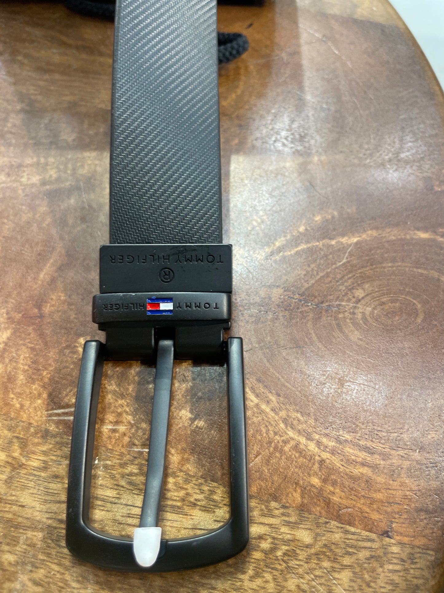 Tom Mot Matte Black Buckle With Black Brown Double Side Strap Men’s Belt 990783