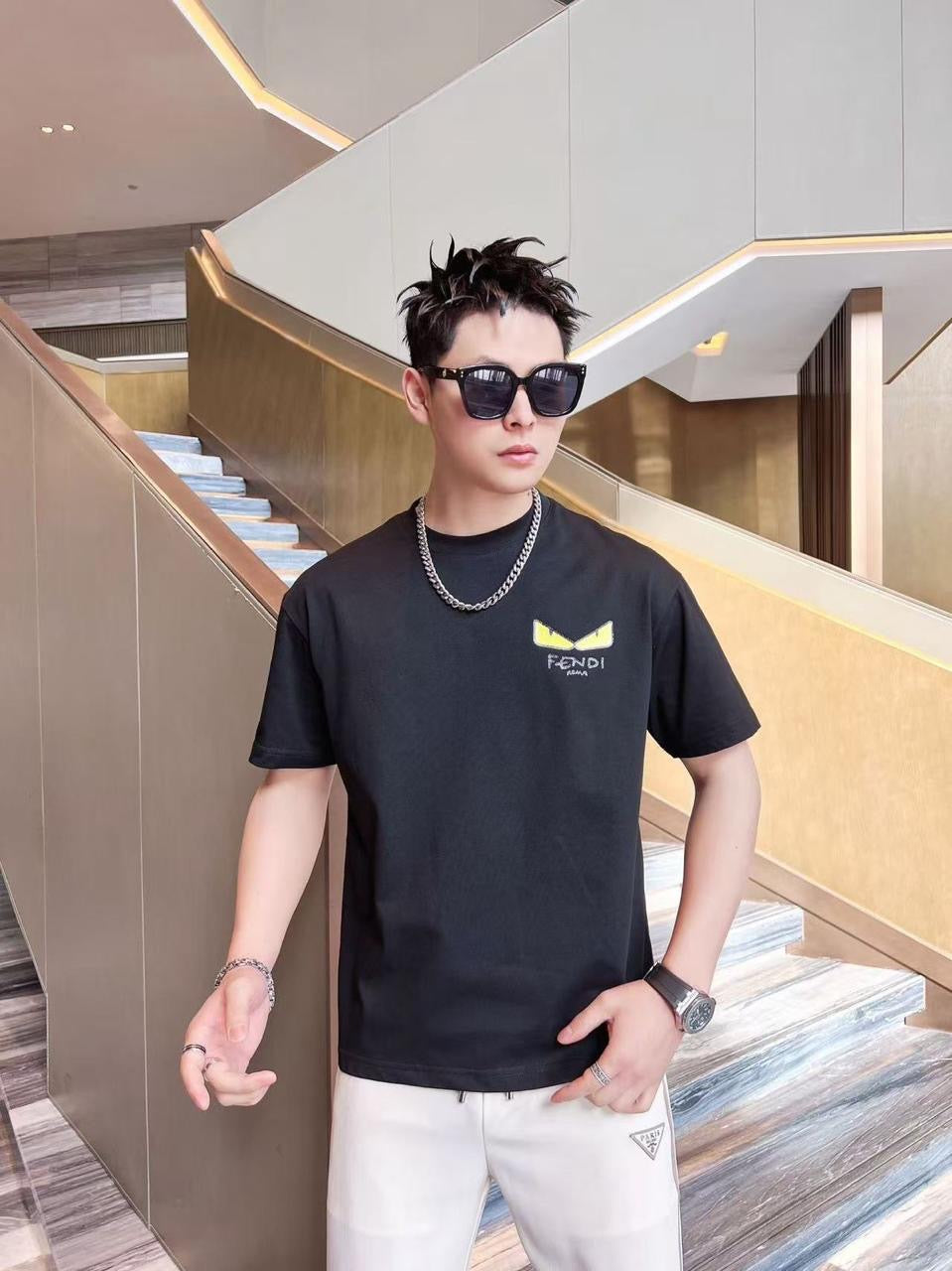 NEF Black Tshirt Regular Fit Stone Back Print 25136
