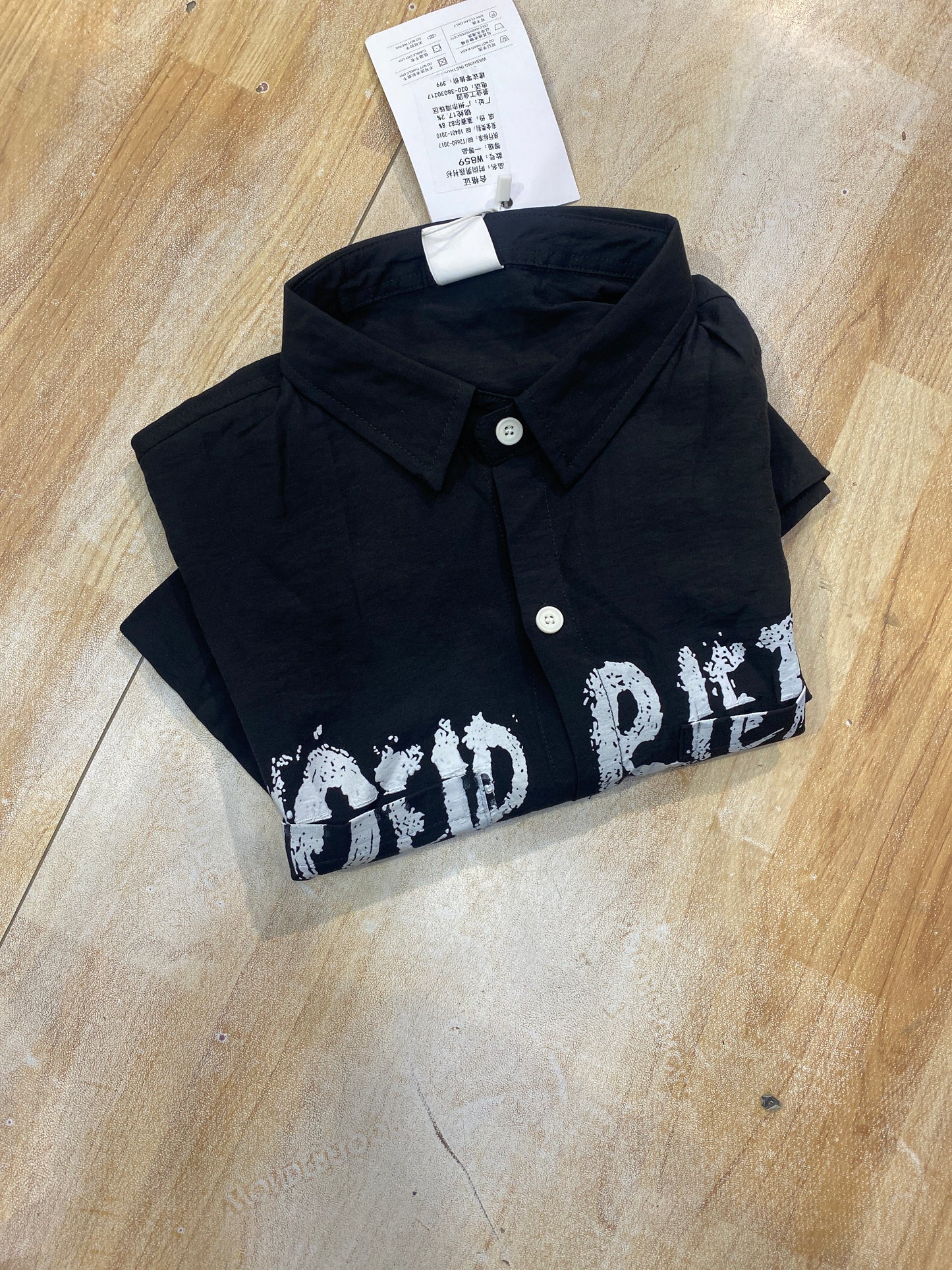 Vogue Design Black Shirt Half Sleeve Drop Shoulder W859