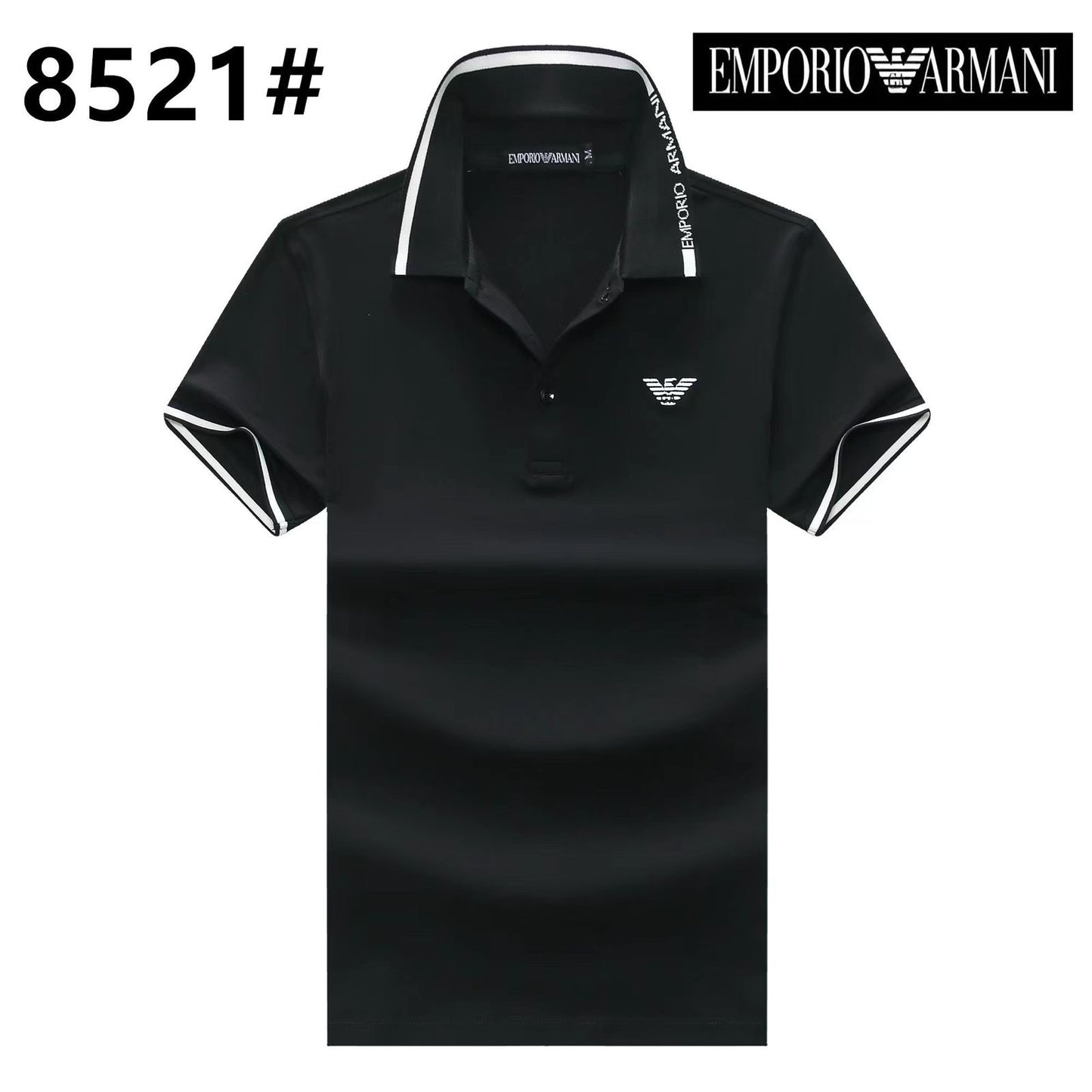 MRA Black Colour With Logo Embroidery Premium Quality Collar Tshirt 8521