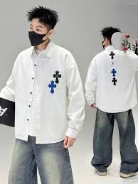 G.N RHC Leather Patch White Colour With Back Print Imported Full Sleeve Unisex Shirt 2633