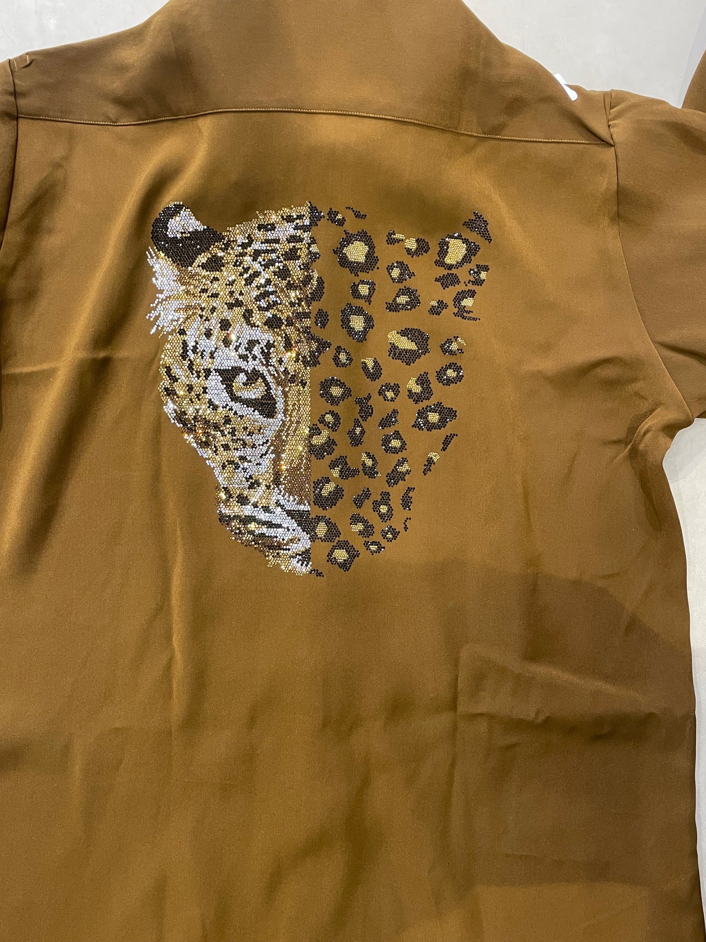 AQUARIUS Black Colour Tiger Black Gold Stud Design Premium Quality Full sleeve Shirt 2564