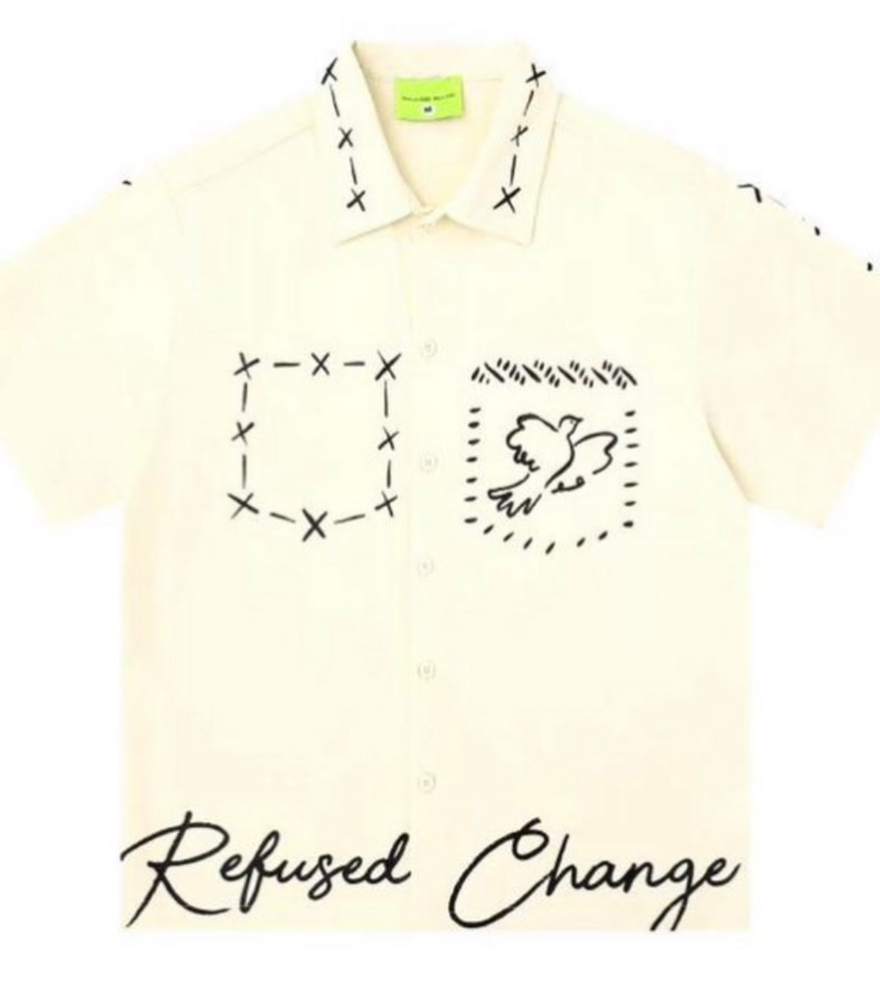 SAVAGE BASE Cream Colour Print Work Half Sleeve Imported Shirt YR9301