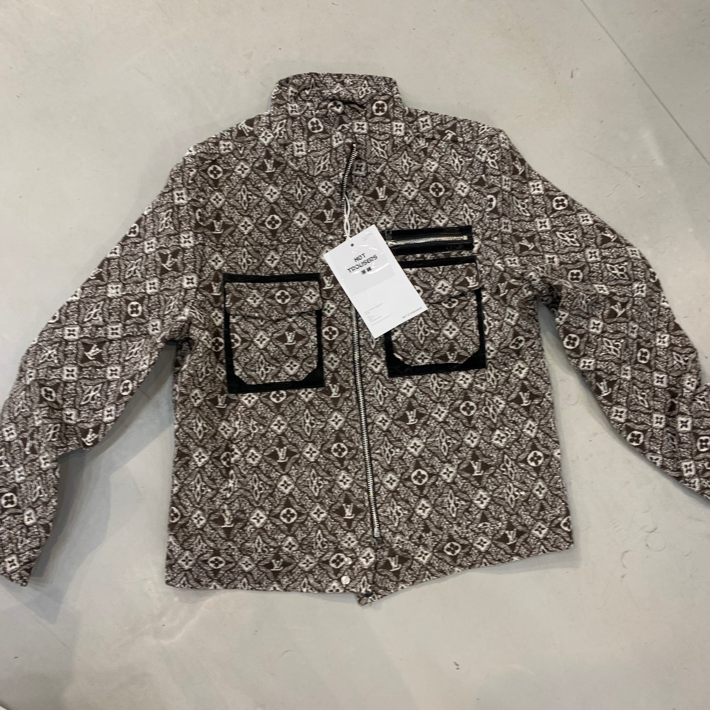 HOT TROUSERS UOL Brown White VL Print Zip Pocket Premium Quality Imported Men’s Jacket 7026