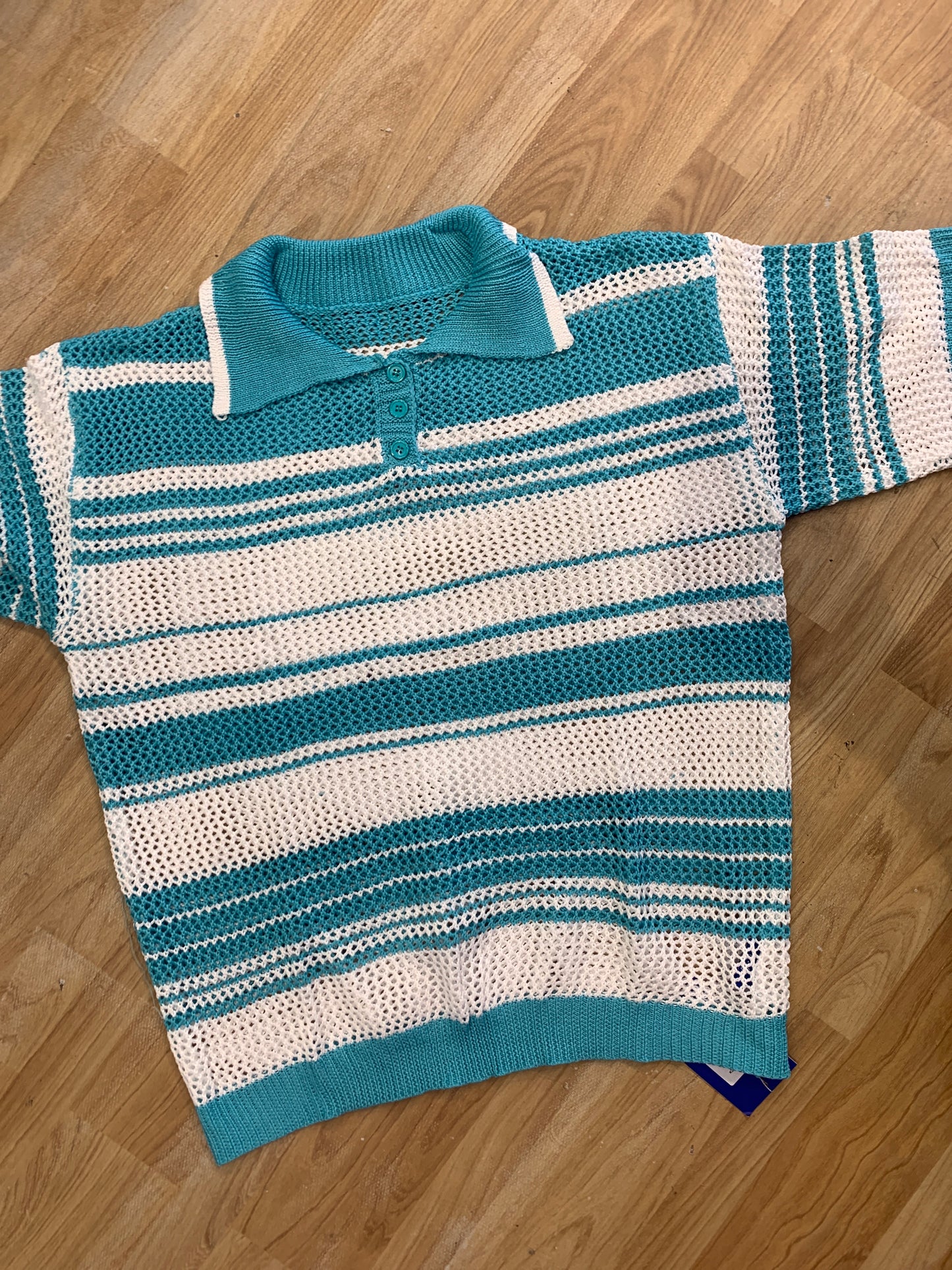 Crochet Tshirt White Blue Colour Half sleeve RK9002