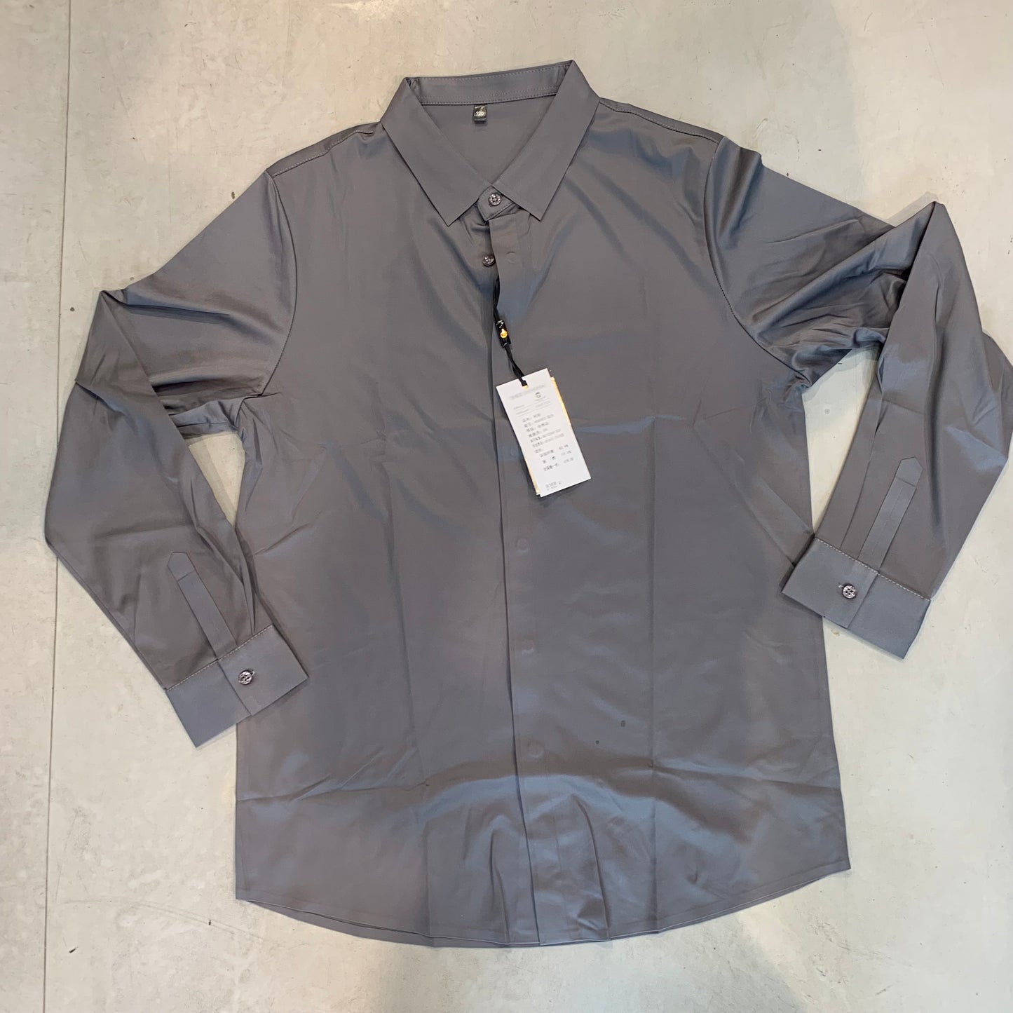TEBAOGUO Grey Colour Full Sleeve Imported Stichless Strachable Men’s Shirt T22849