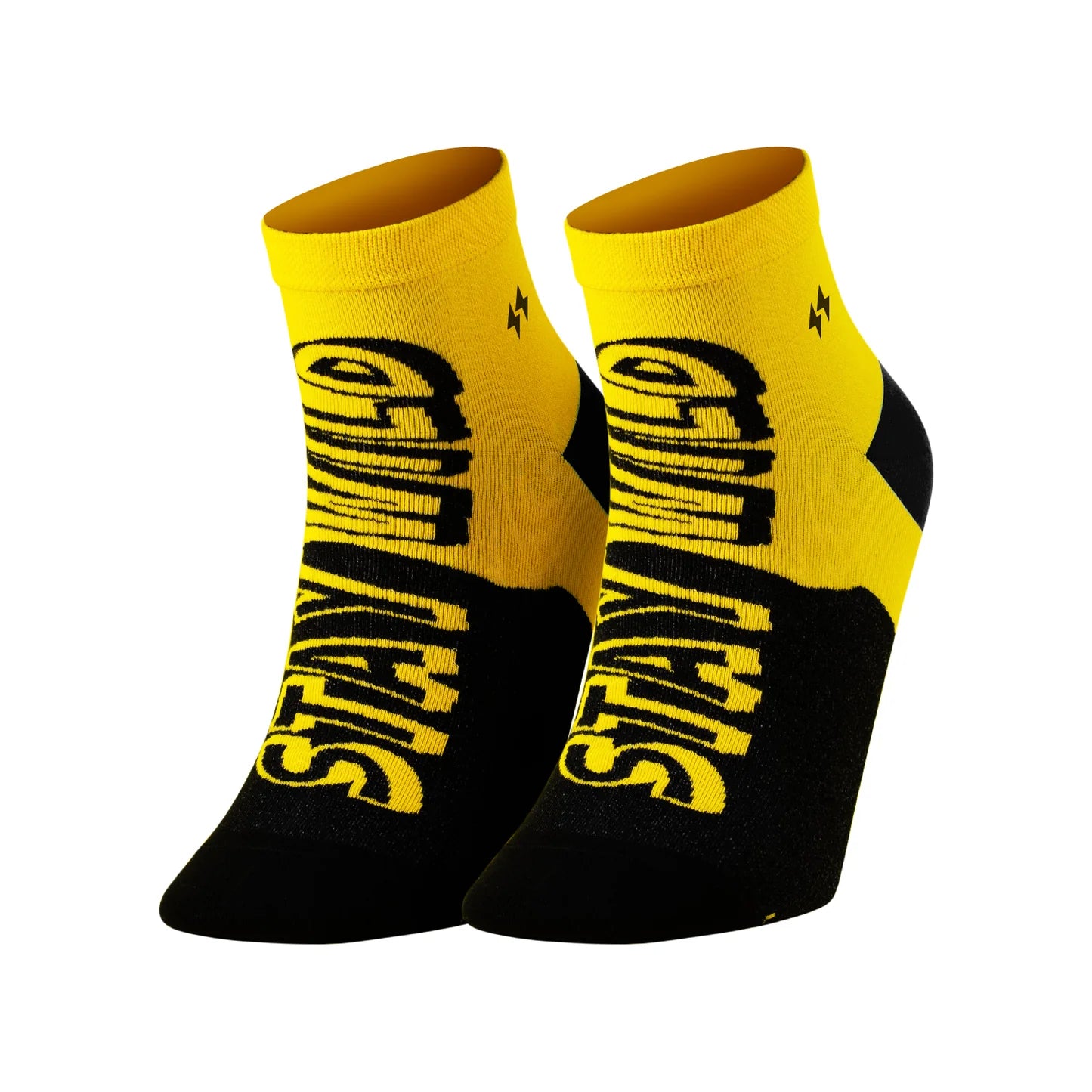 PAPA SOCKS Black & Yellow Stay Wild Edition Premium Quality Half Unisex Socks 989950