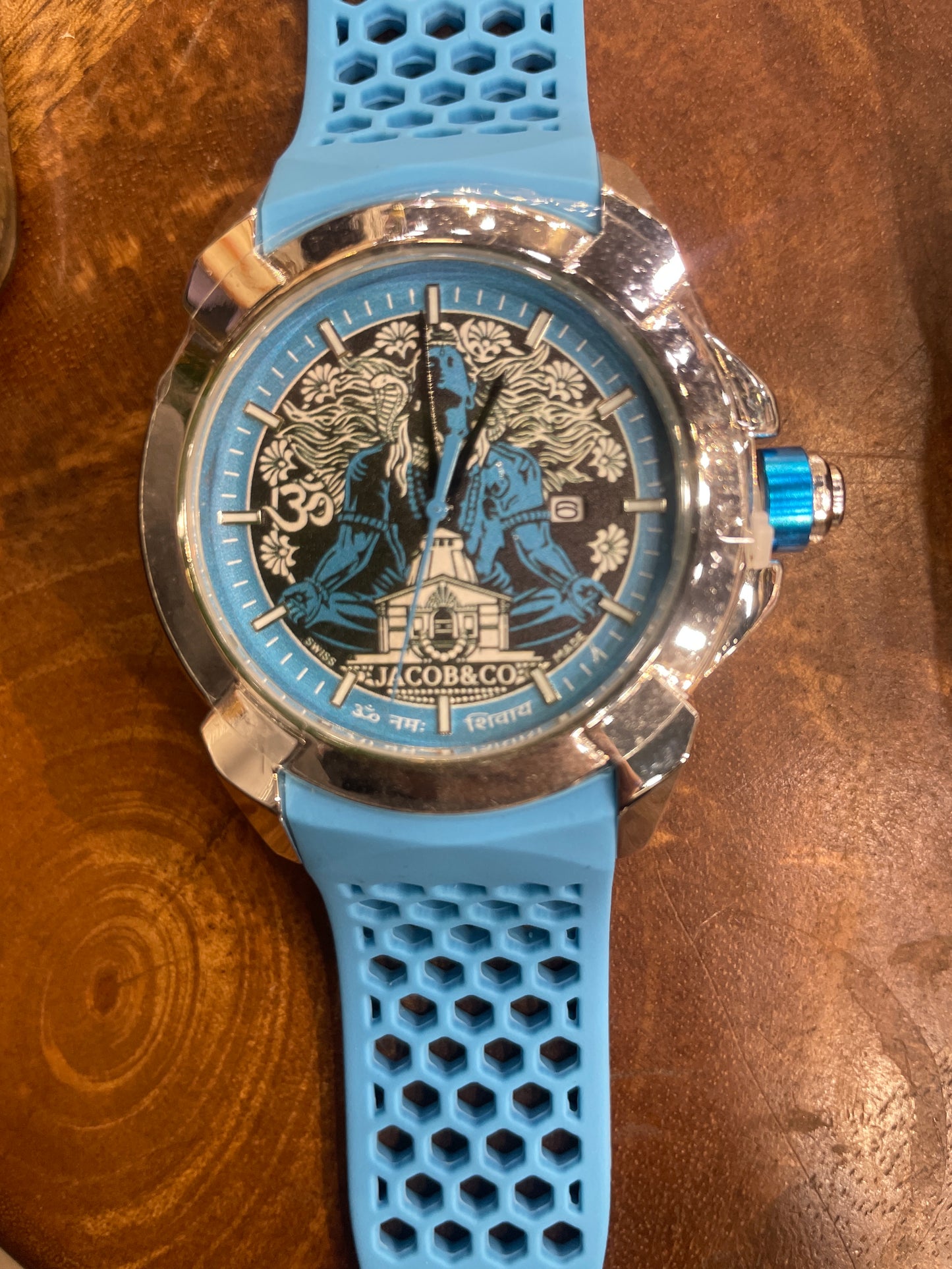 CAJ JAC Sky Blue Strap Silver Ring Sky Blue Dial Men’s Watch 990964