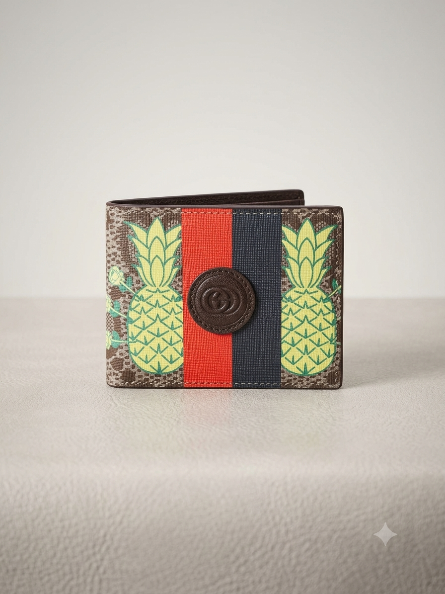 CUG GUC Brown Colour pineapple Print Italian Leather Imported Men’s Wallet 991342