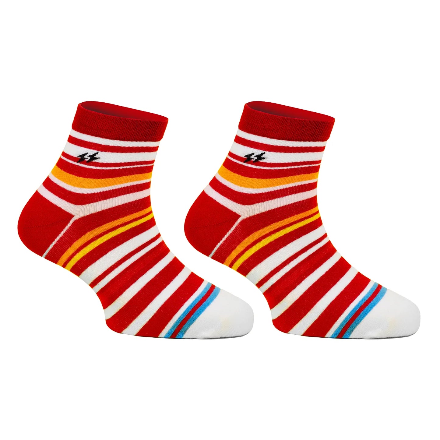 PAPA SOCKS White & Red Strips Print Premium Quality Half Unisex Socks 989947