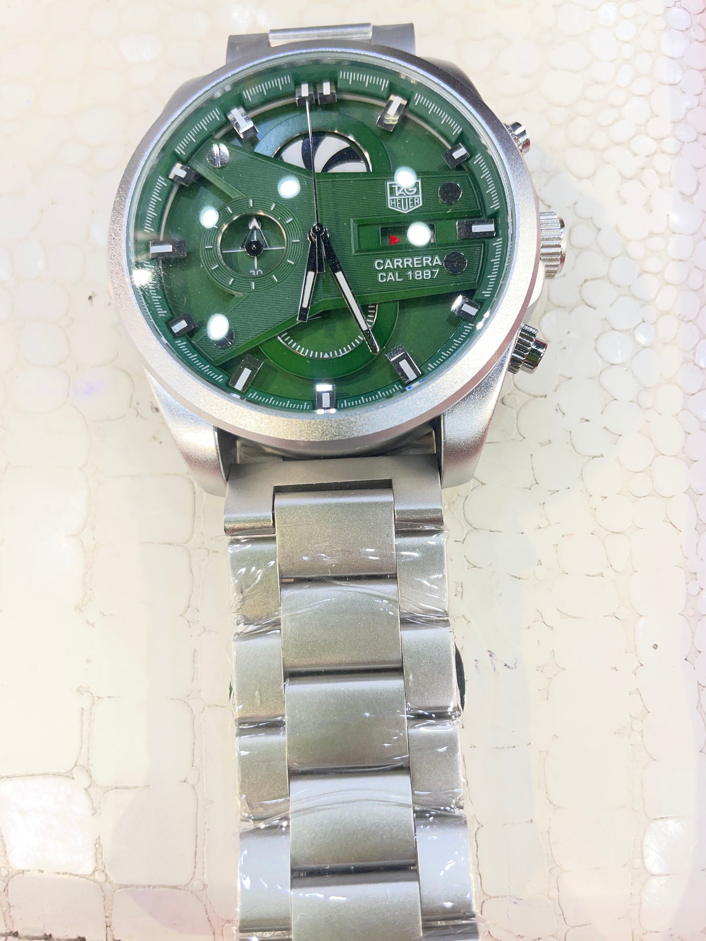 GAT Silver Chain Green Dial Mens Watch 990981