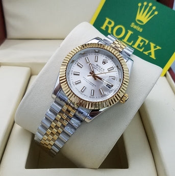 Lor Silver Golden Chain White Date Man Watch