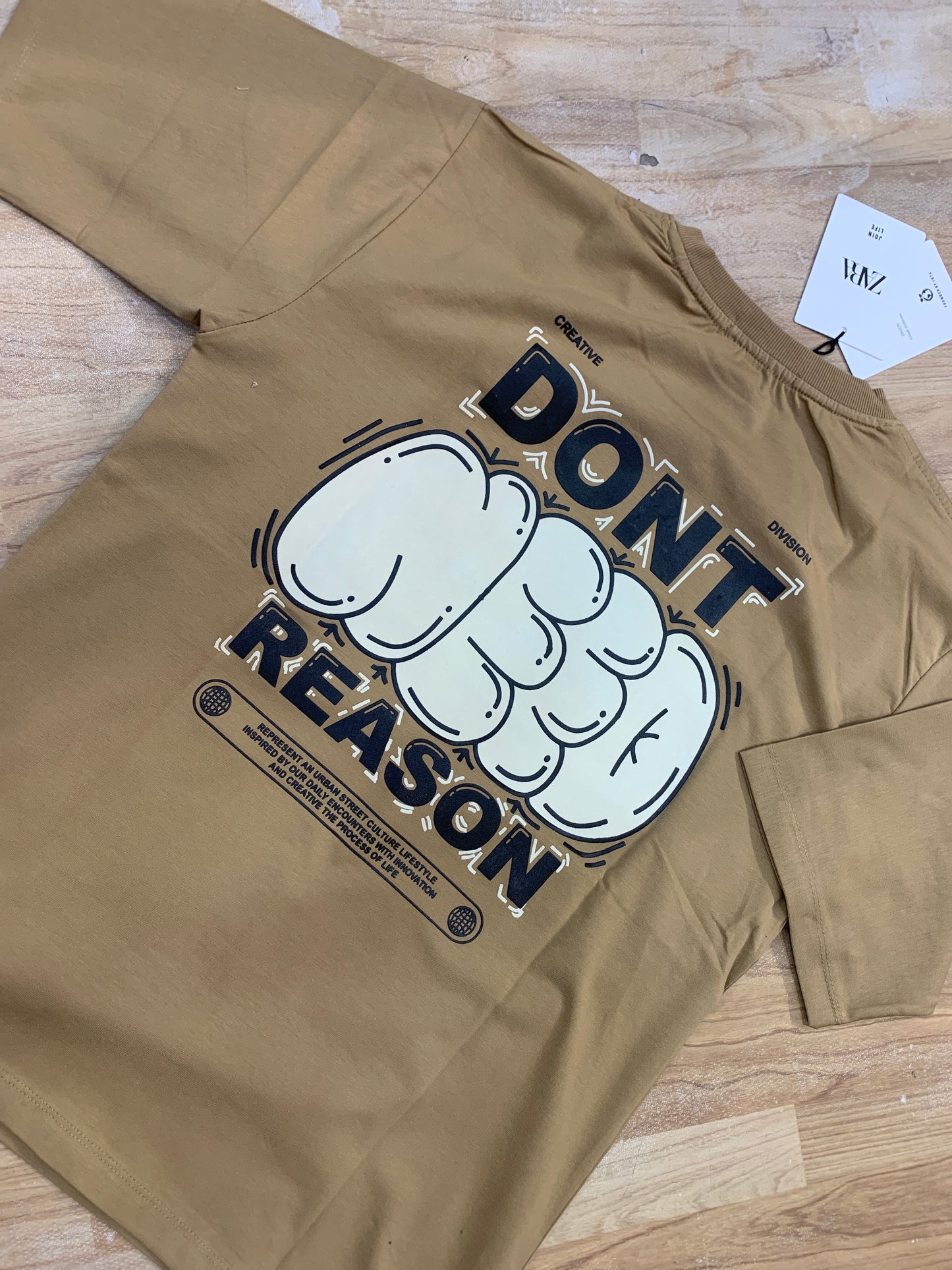 Raz cotton imported T shirts light brown Colour drop shoulder Dont Reason 988663