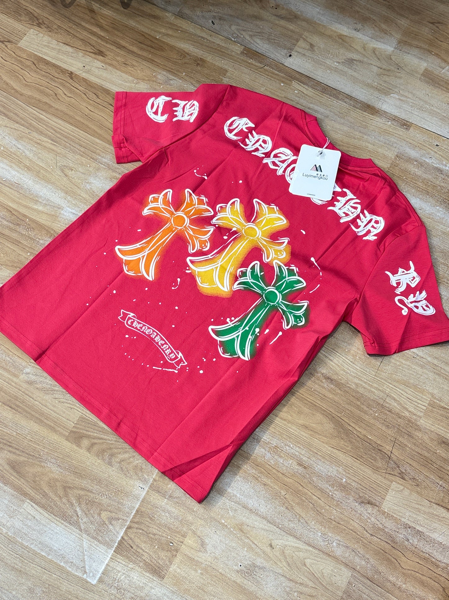 Luyimengkou Pink Colour Chr Rhc Back Print Imported T-Shirt 134