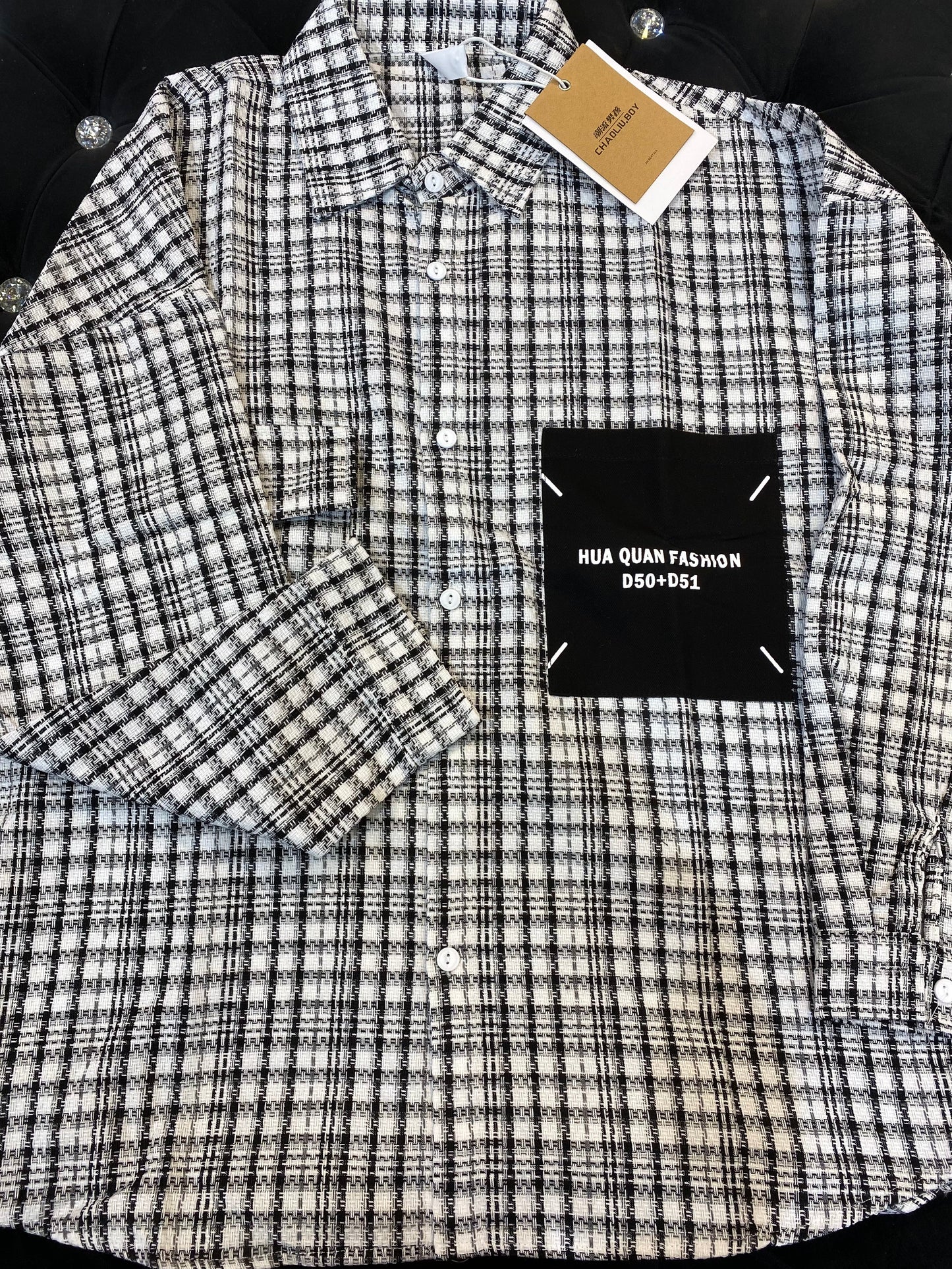 Chaoliu Boy White Colour Black Check Full Sleeve Shirt 977