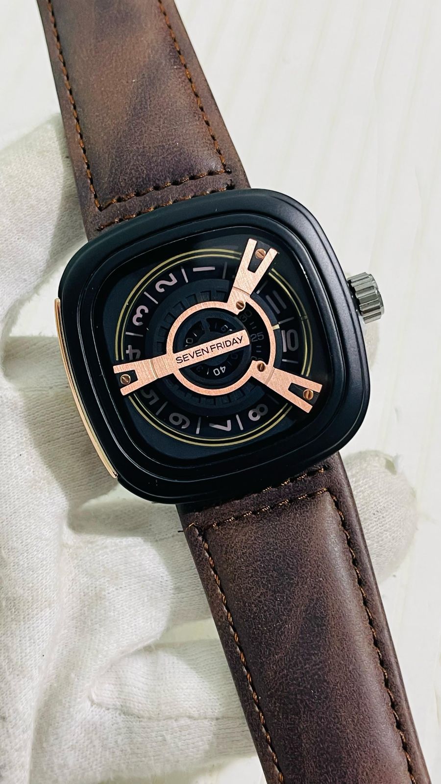 Ves Tan Strap Square Dial Watch For Men 988810