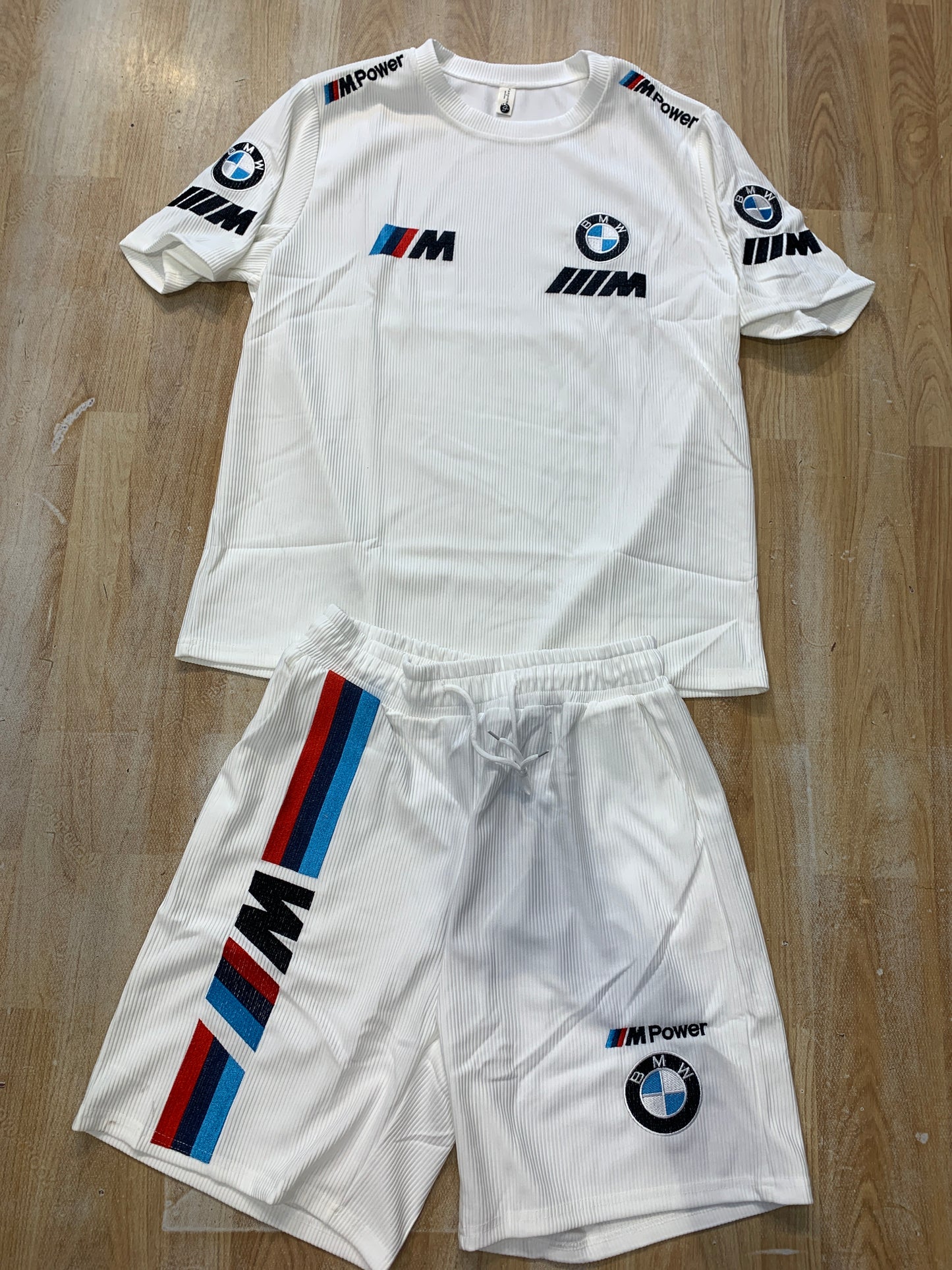 BMW White coord set shorts & Tshirt 0001