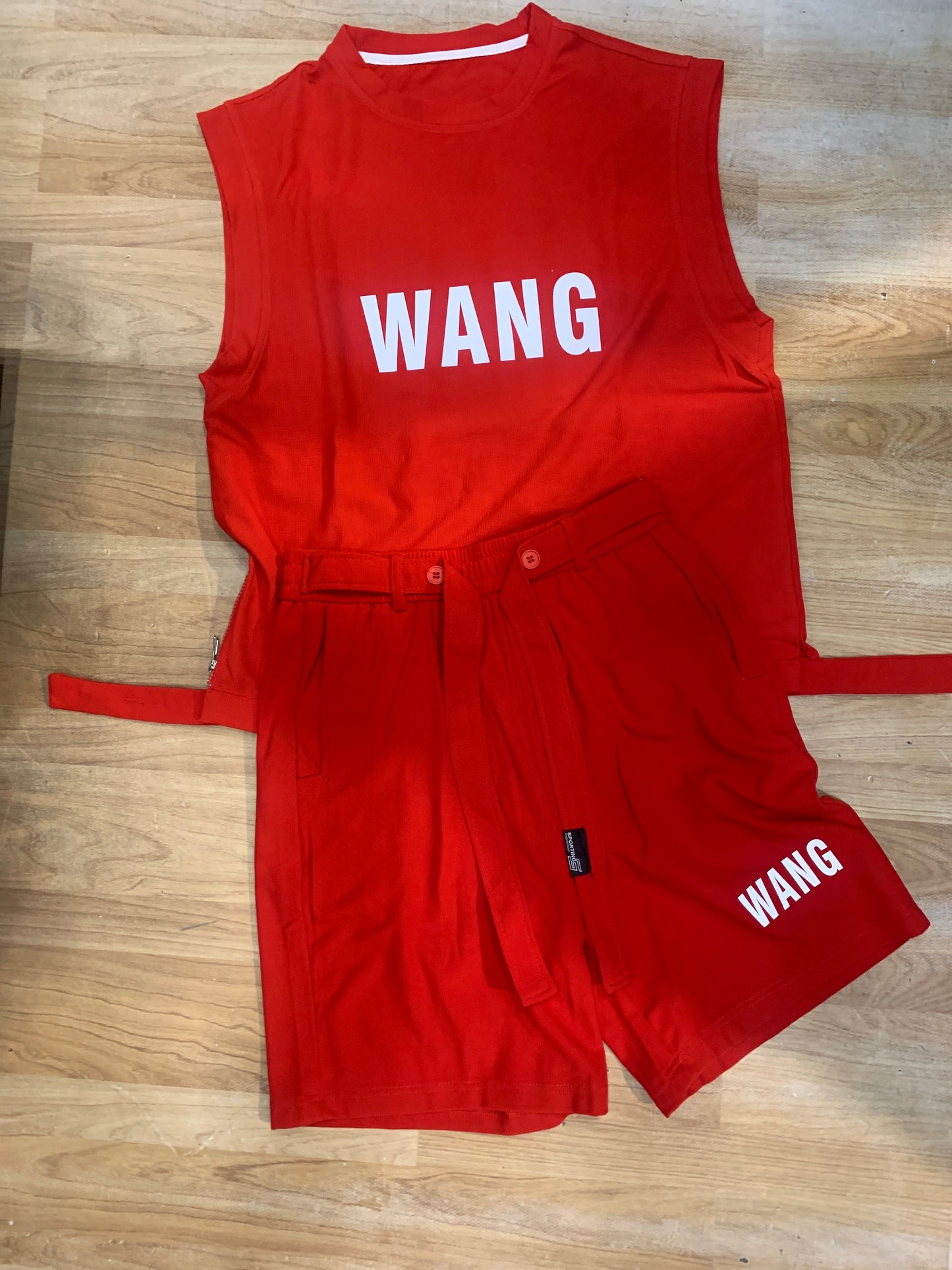Wang Red Coord set Tank top Shorts D19-7