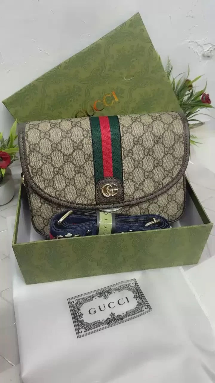 CUG GUC GG Print Apricot Ladies Sling Bag 722117