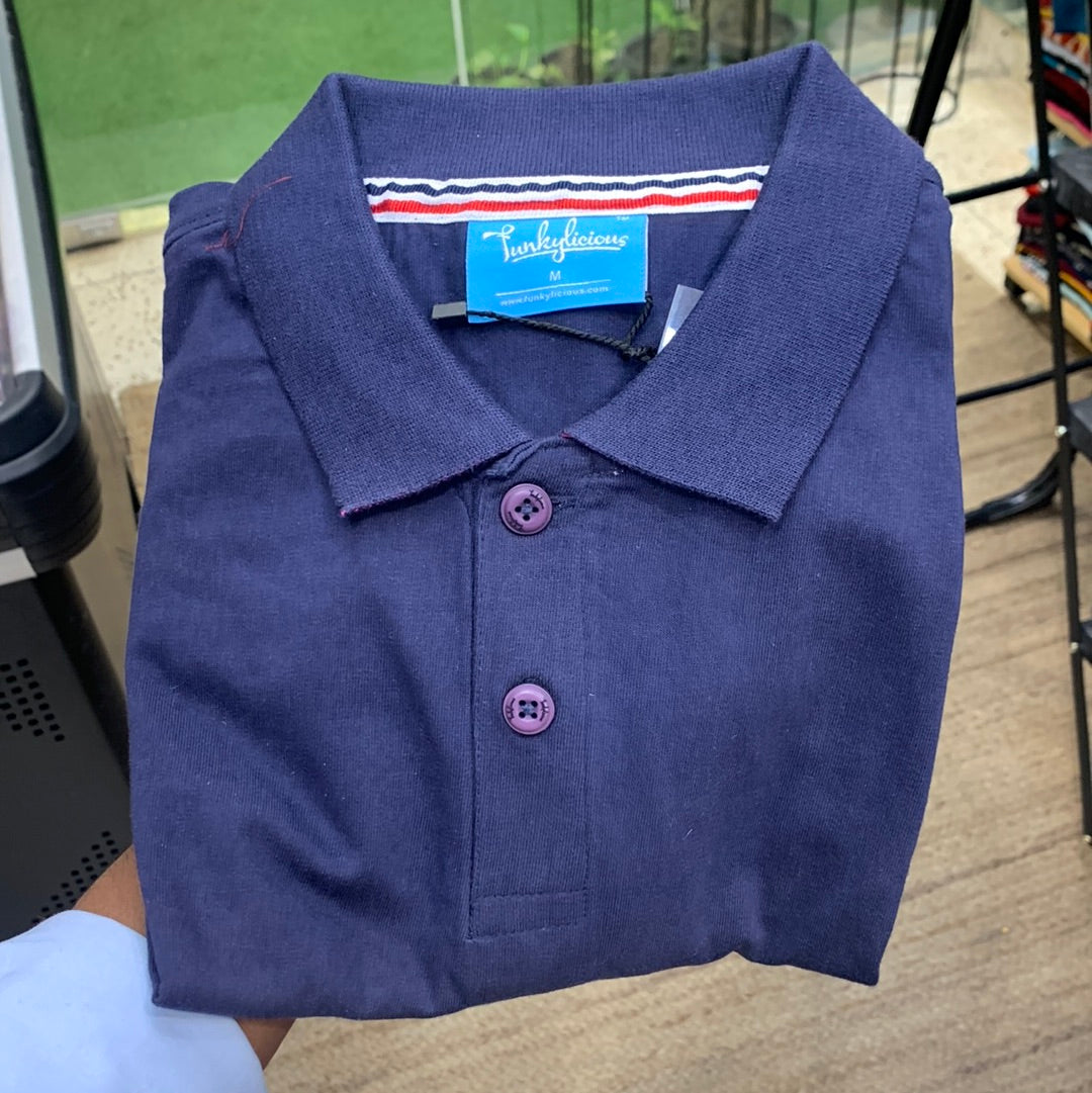 Navy Blue Colour funkylicious Cottan Coller TShirt 110343