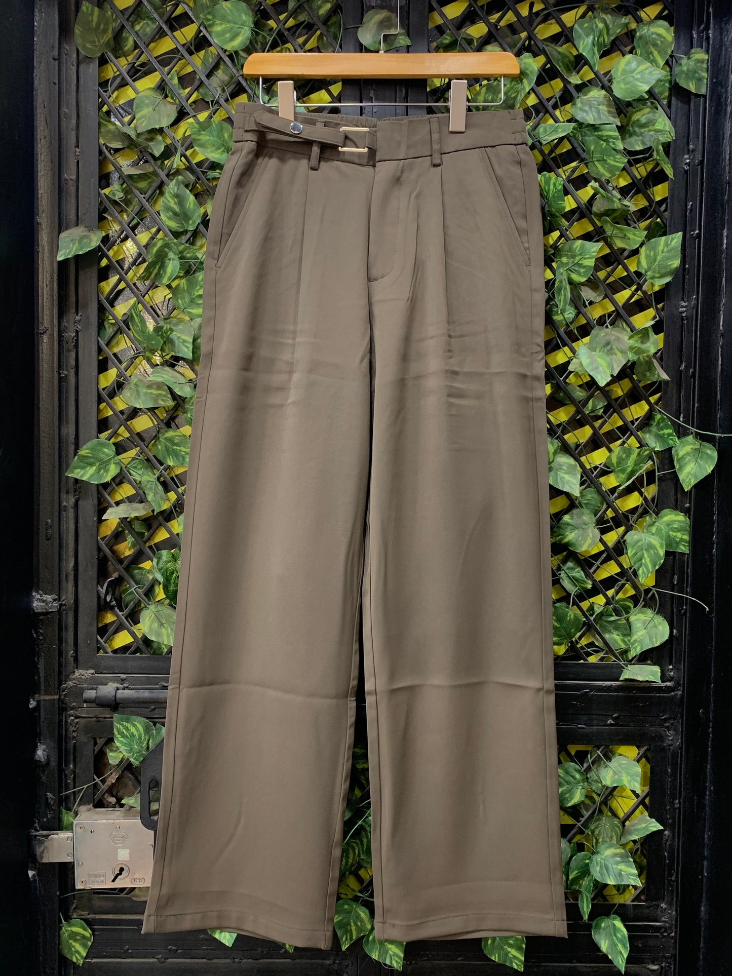 J.JN Brown Korean Straight Fit Unisex Pants 25F05