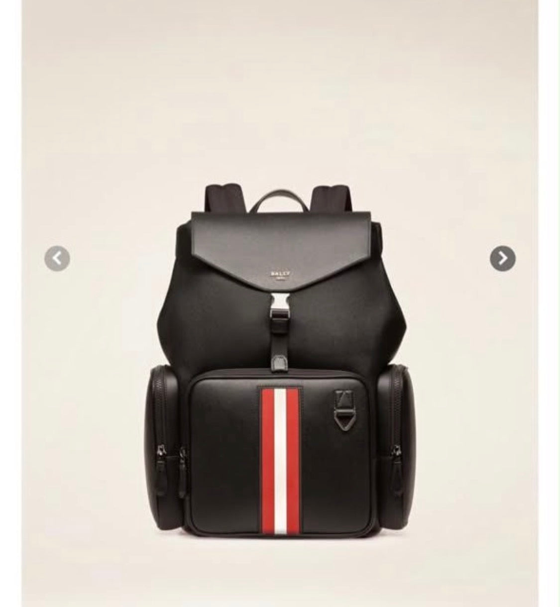 LAB BAL Black Colour Leather White Red Strap Premium Quality Imported Unisex Backpack 991332