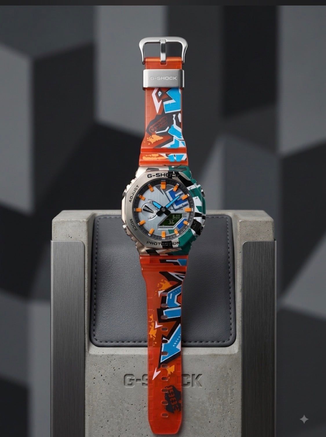 Hsg Orange Multi Colour Silicone Strap Grey Dial Water resistant Sports Men Watch 991037
