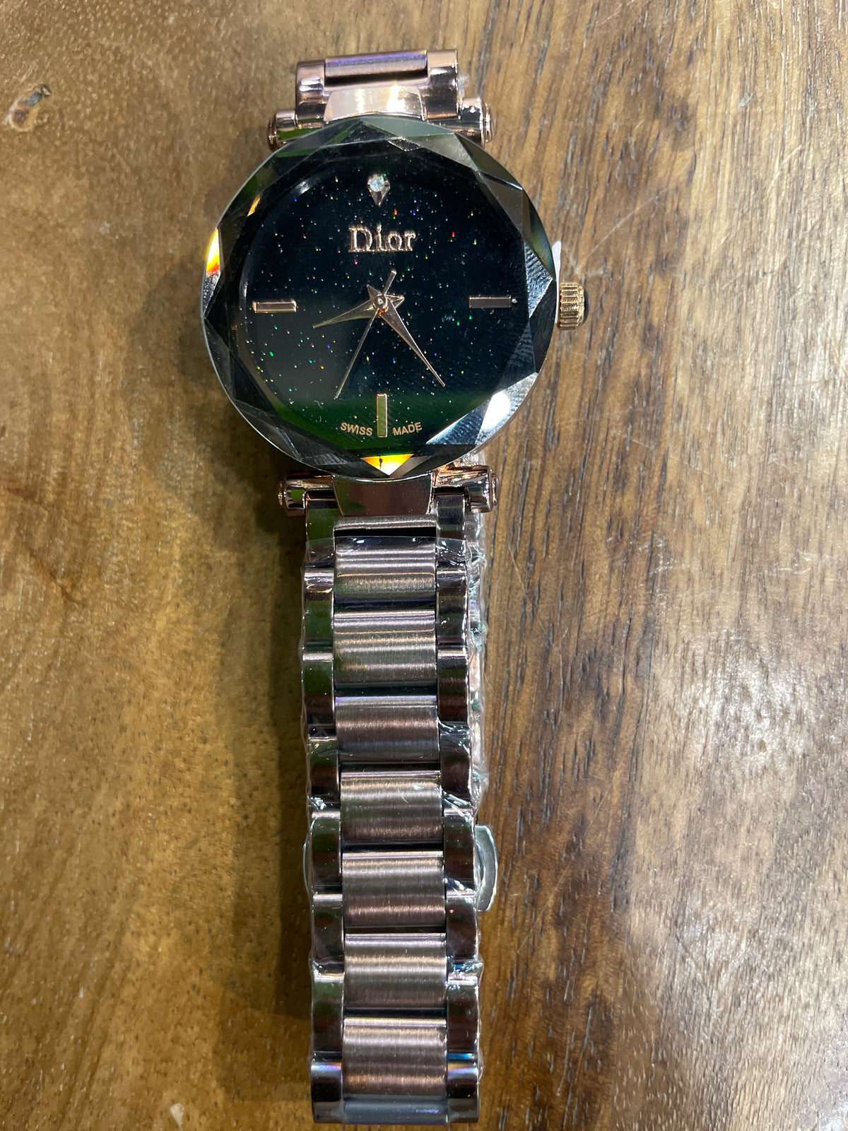 OID DIO Brown Chain Black Glitter Dial Ladies watch 991230