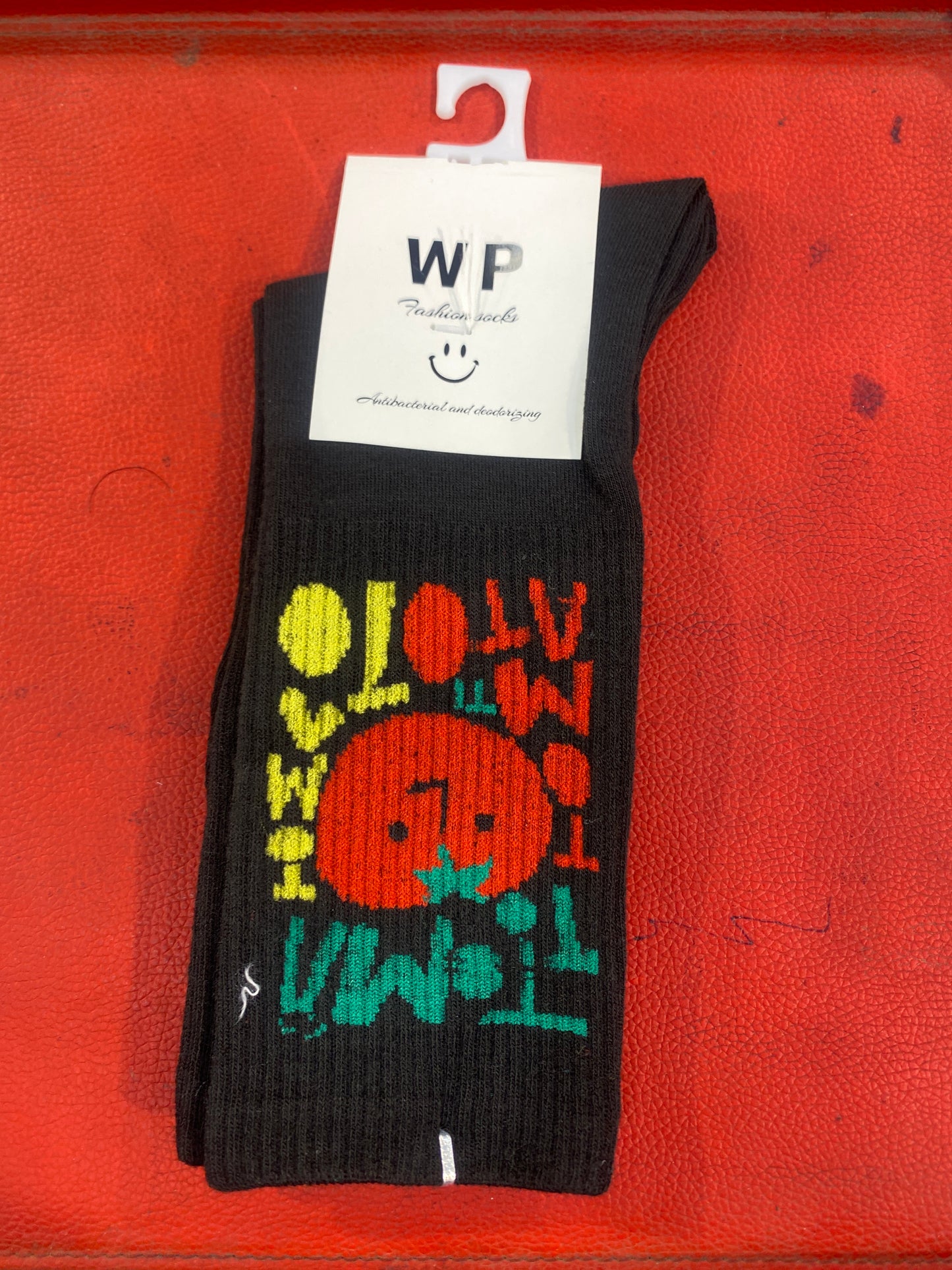 WP Black Colour With Red Print Premium Quality Full Socks 990053
