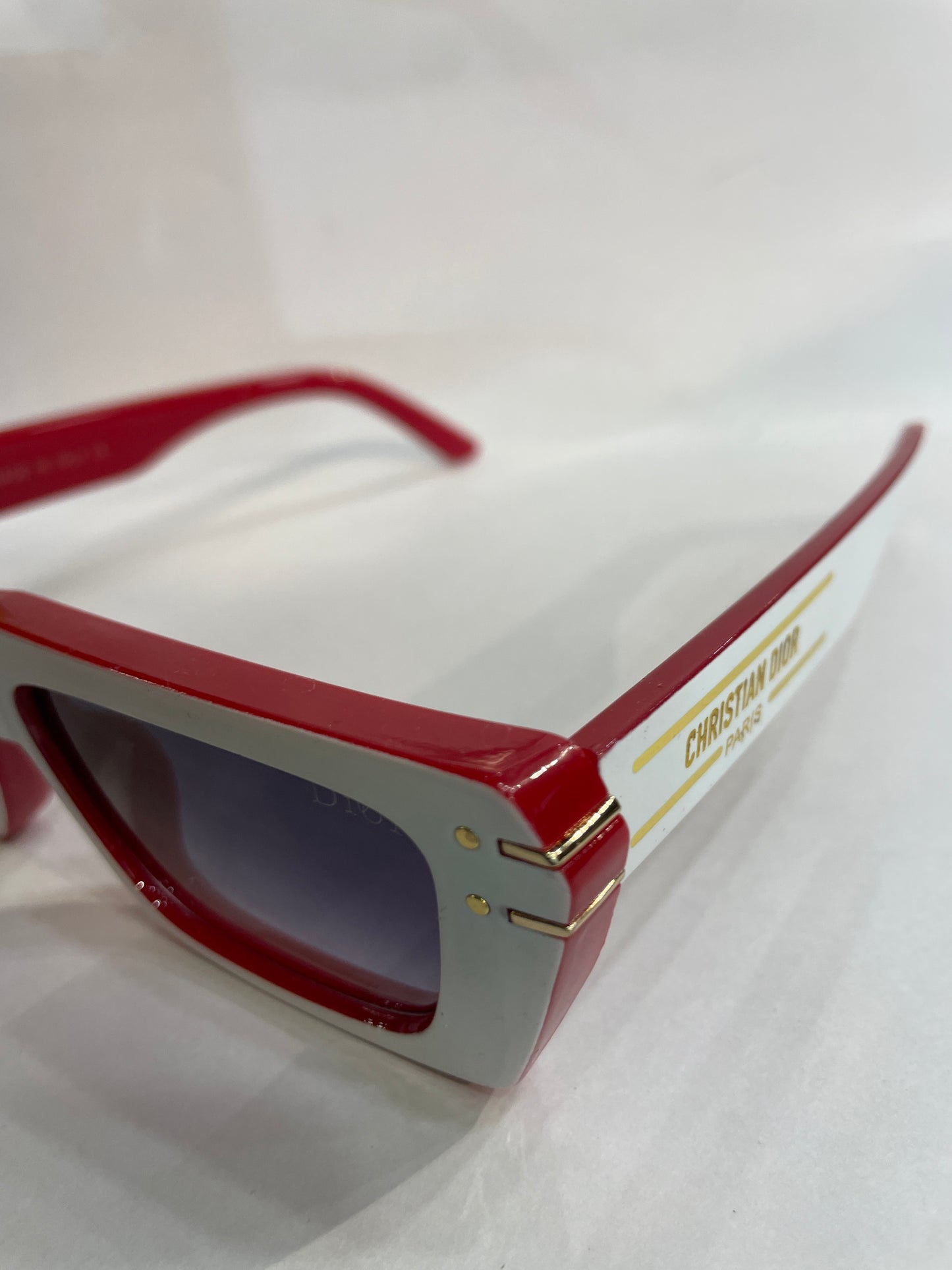 OID Glossy White Red Frame Black Shade Unisex Branded Sunglasses D29 54 17-142