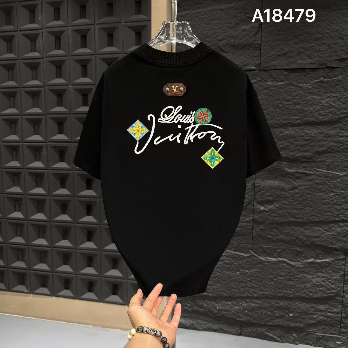 LUKASHE UOL LOU Black Colour Back Embroidered Premium Quality Imported Unisex Tshirt A18479