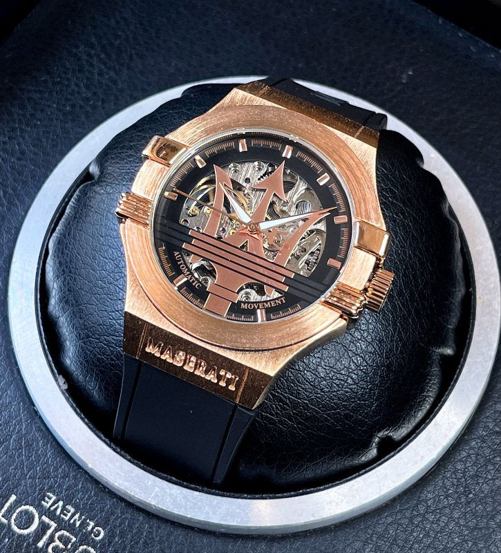 SAM MAS Black Silicone Strap Copper black Dial Automatic Men's Watch 987934
