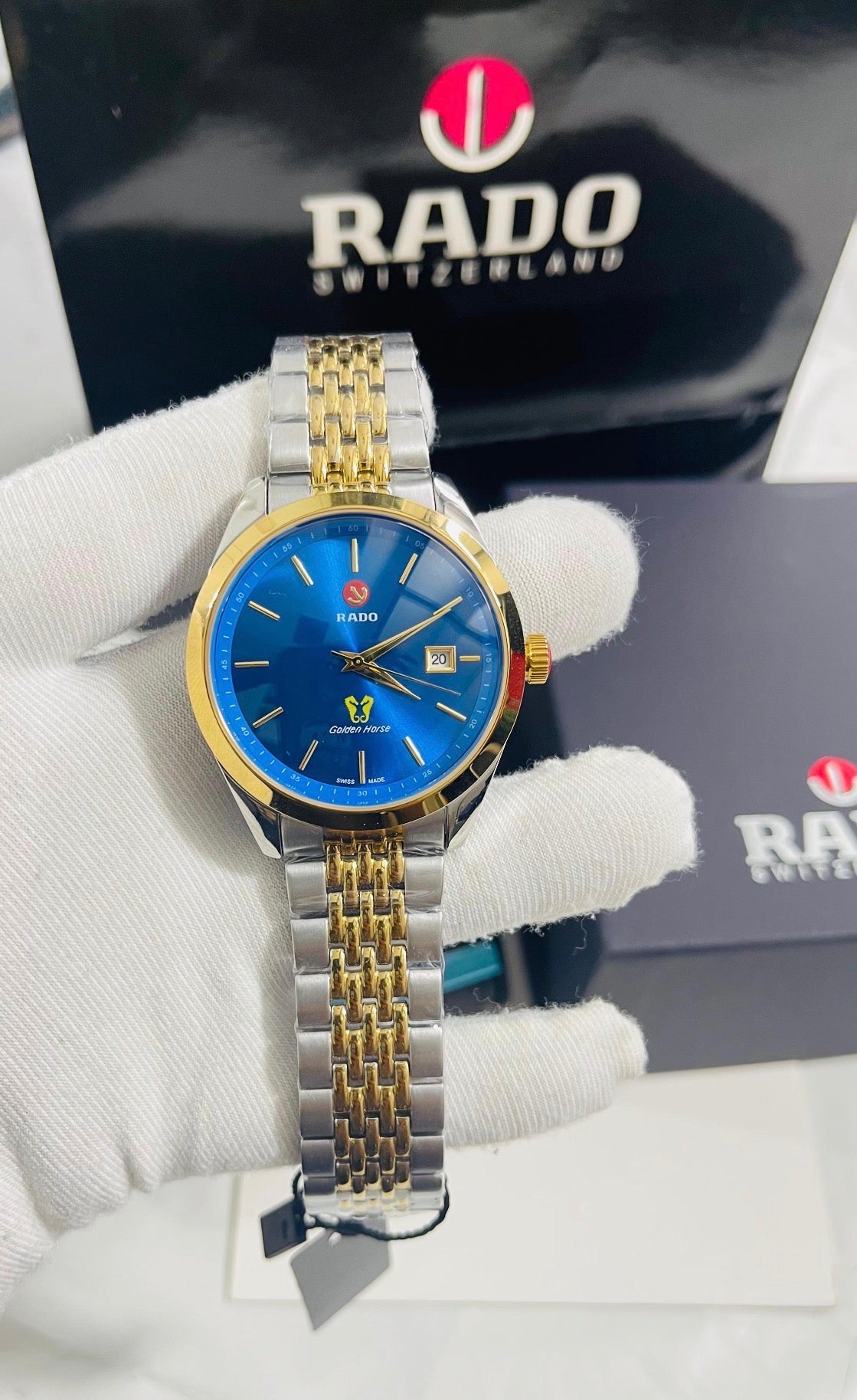 DAR Silver Golden Chain Golden Ring Blue Dial Automatic Men Watch 901862